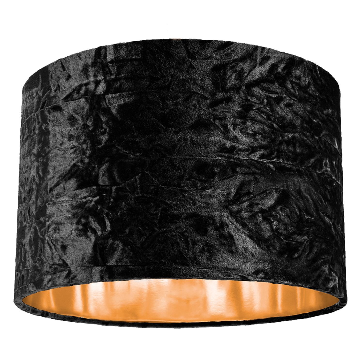 Happy Homewares Black Crushed Velvet with Shiny Copper Inner Lampshade - 30cm