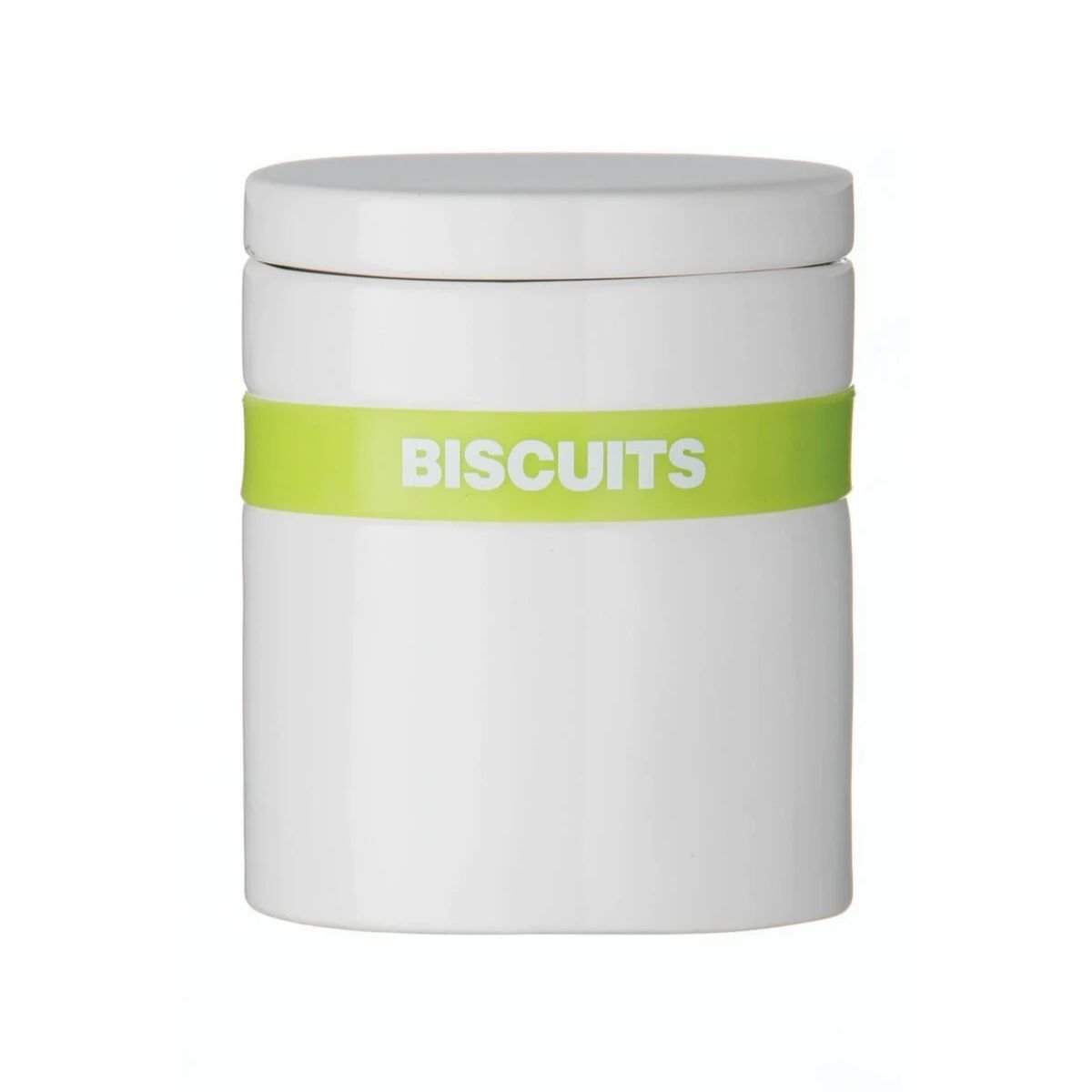 Orsina Keks Biscuit Canister with Silicone Band – White and Lime Green