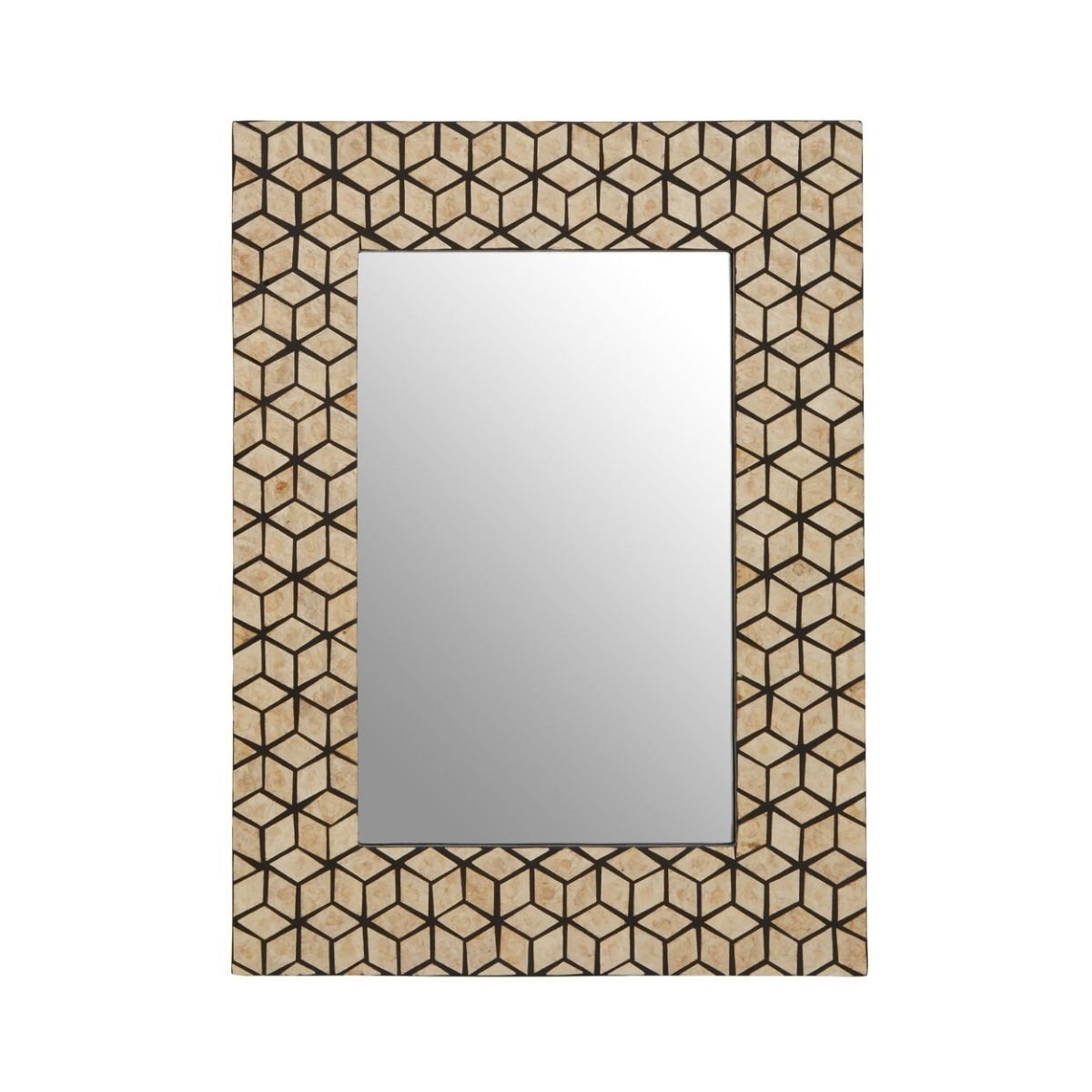 Orsina Palu Black Wall Mirror With Seashell Inlay - Gold