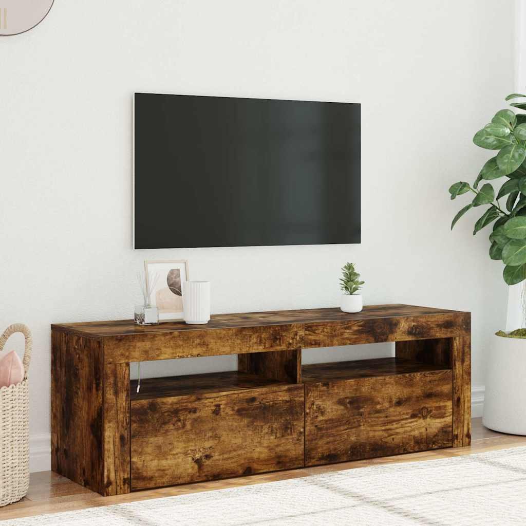 Walplus LED Engineered Wood TV Cabinet - Dark Oak - 120 x 35 x 40 cm