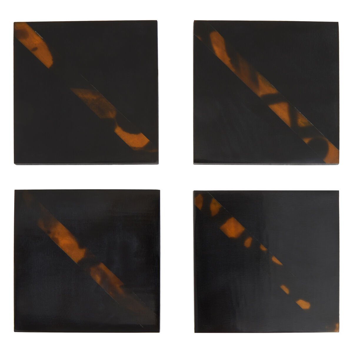 Orsina Set Of 4 Roma Resin Topped Coasters - Black