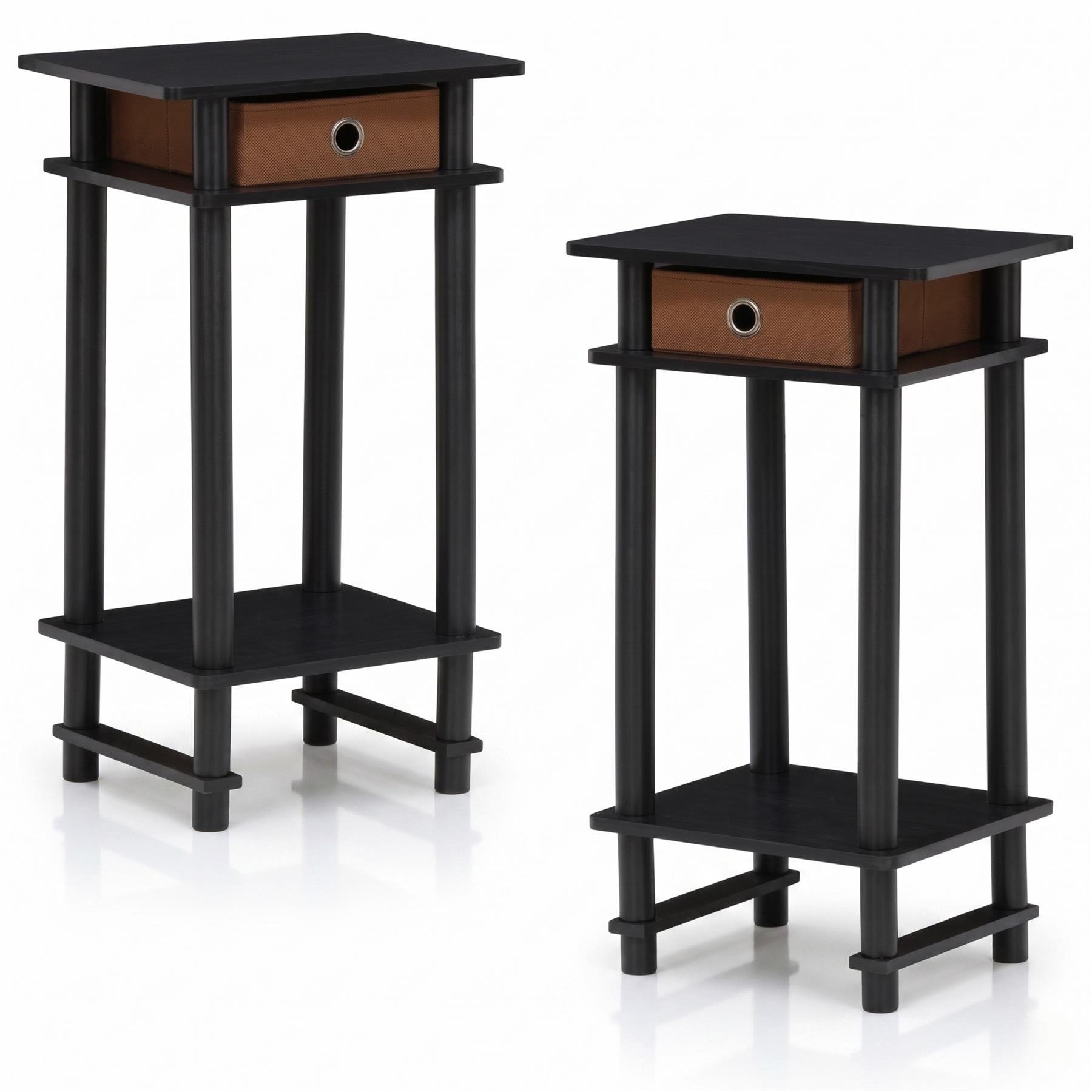 Walplus End Table - Espresso/Brown - 39.5 x 29.5 x 70.4 cm - Pack of 2