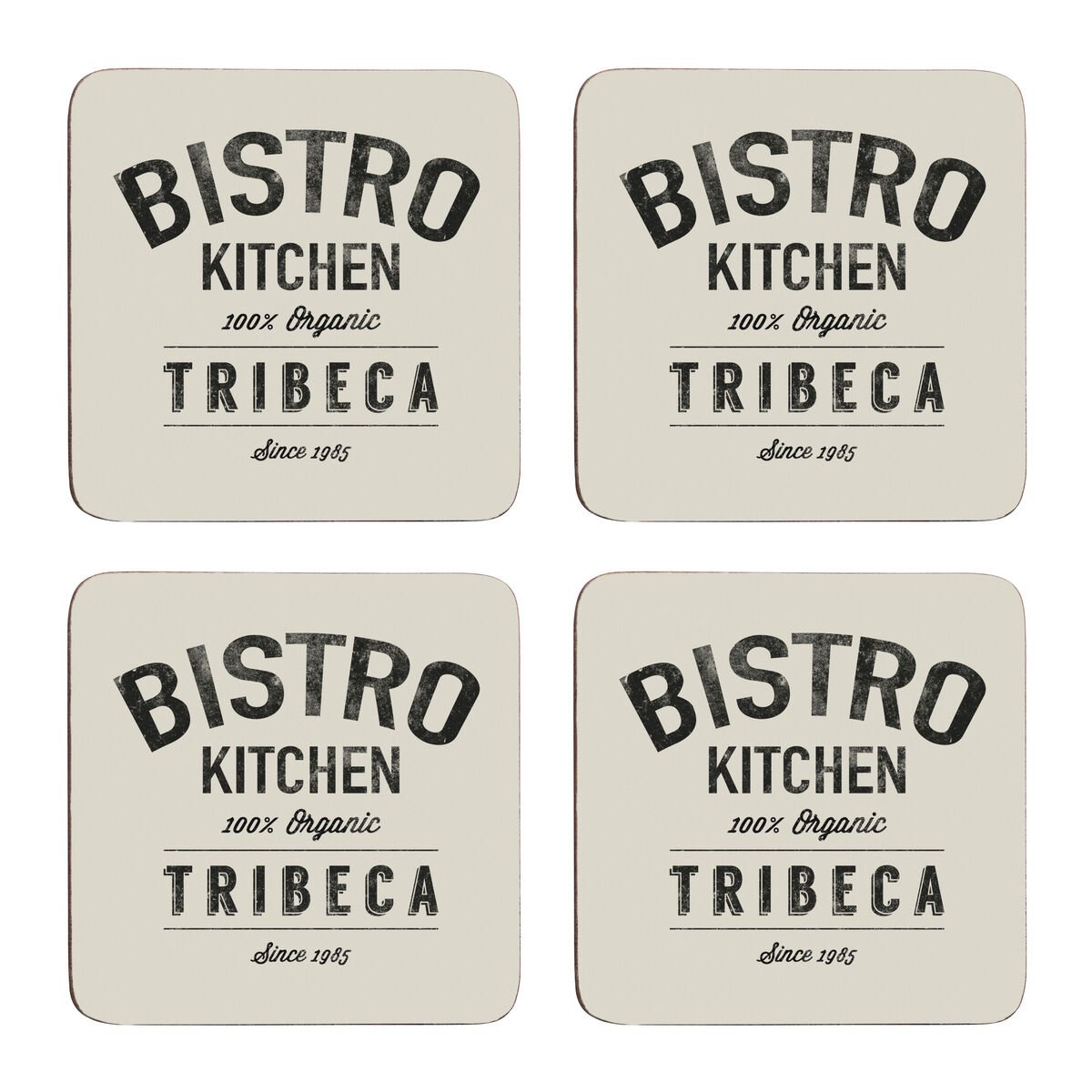 Orsina Set Of 4 Bistro Square Coasters - Black and Cream