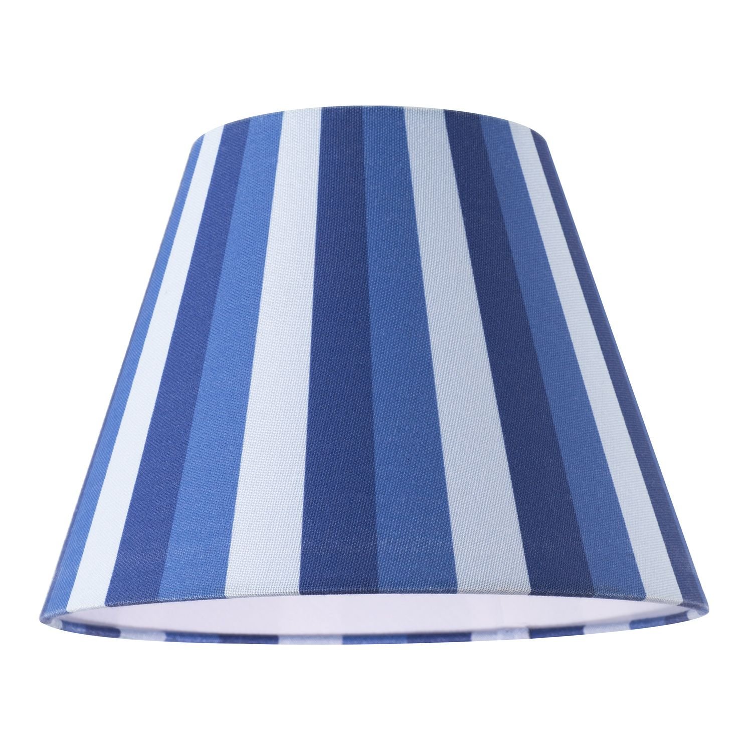 Happy Homewares Multi Blue Tone Striped Linen Coolie Lampshade - 25cm
