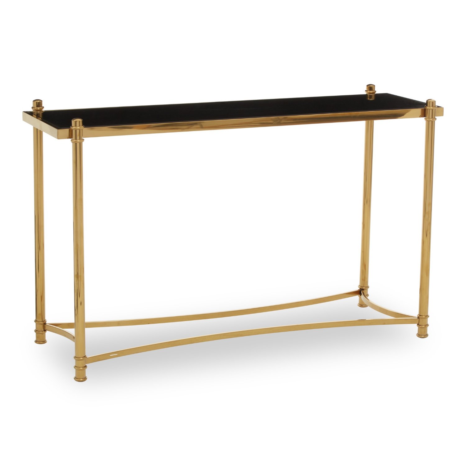 Orsina Ackley Console Table with Glass Top – Gold & Black