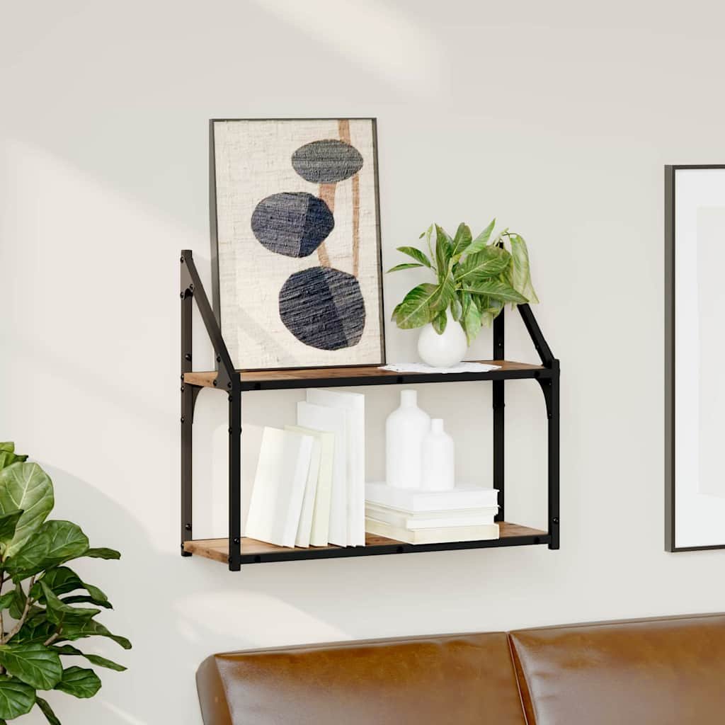 Walplus Engineered Wood Wall Shelf - Dark Wood - 60 x 21 x 51 cm