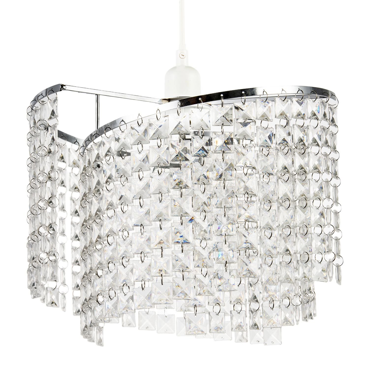 Happy Homewares Chrome with Cascading Acrylic Panels Pendant Shade - 31cm