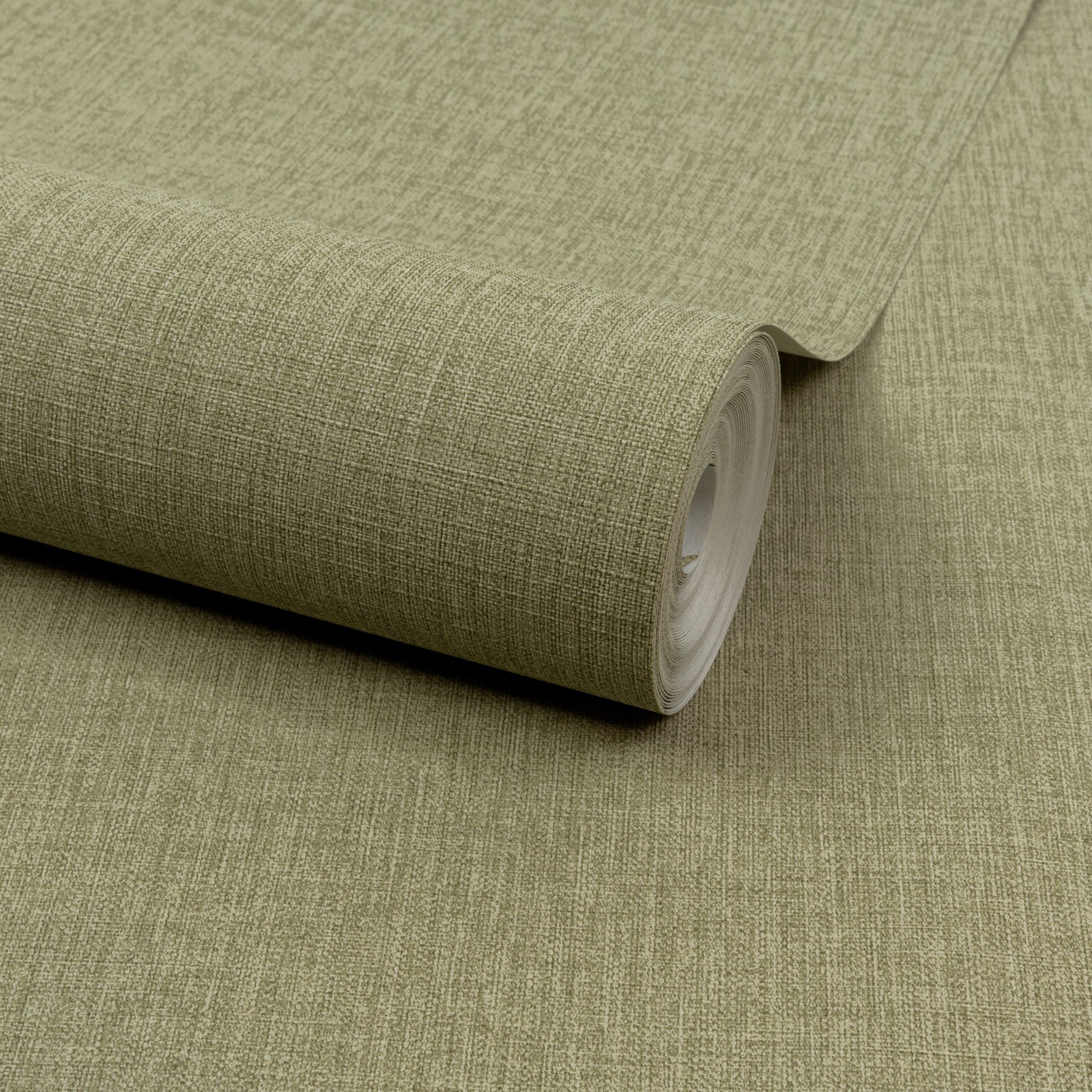 Grandeco Boutique Trente Linen Effect Embossed Wallpaper - Deep Green