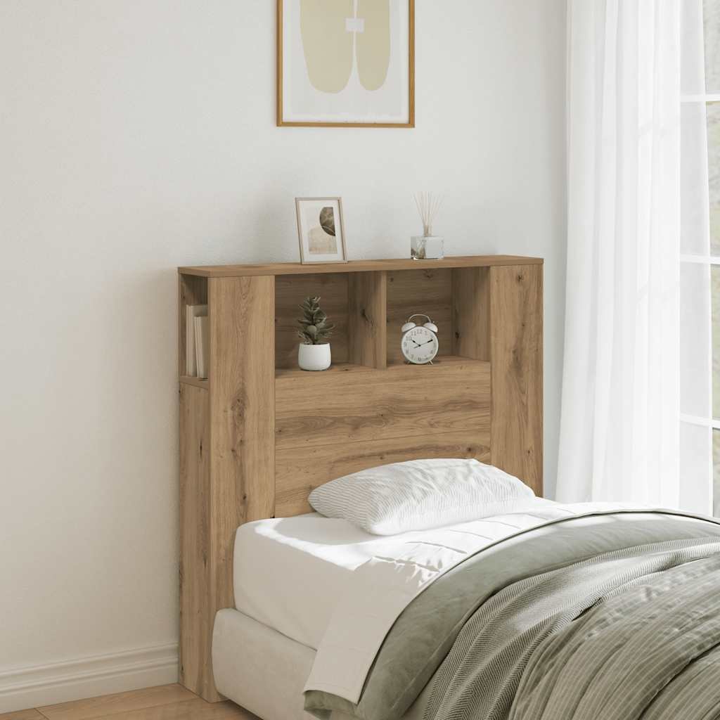 Walplus Engineered Wood Headboard Cabinet - Oak - 100 x 18.5 x 102.5 cm