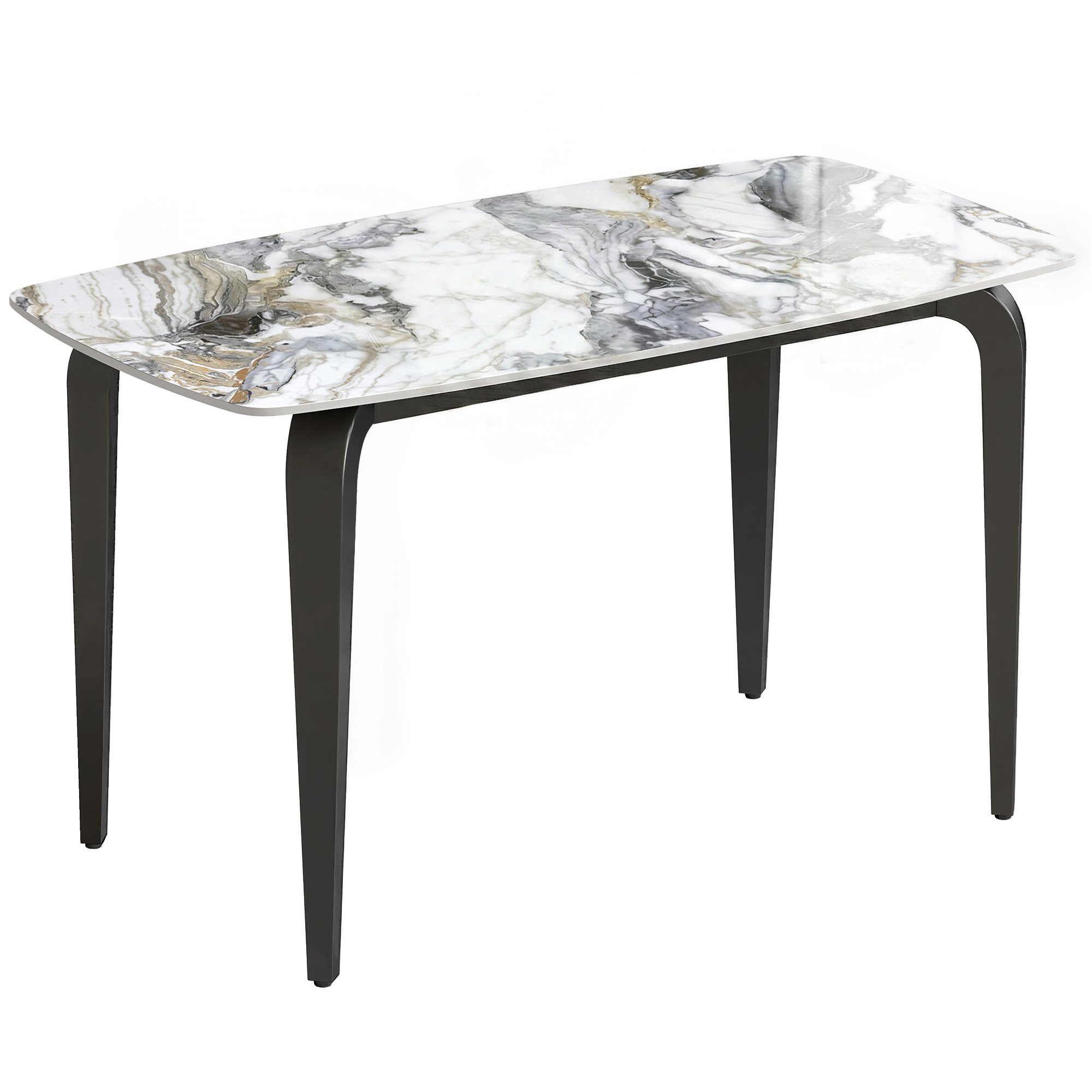 HOMCOM 4 Seater Sintered Stone Top Dining Table - White