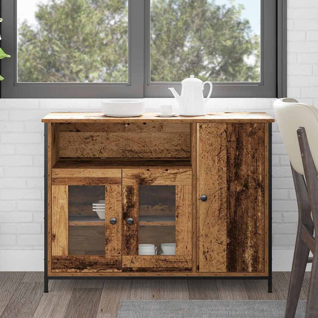 Walplus 3 Door Rectangular Wood Sideboard - Old Wood - 100 x 35 x 75 cm