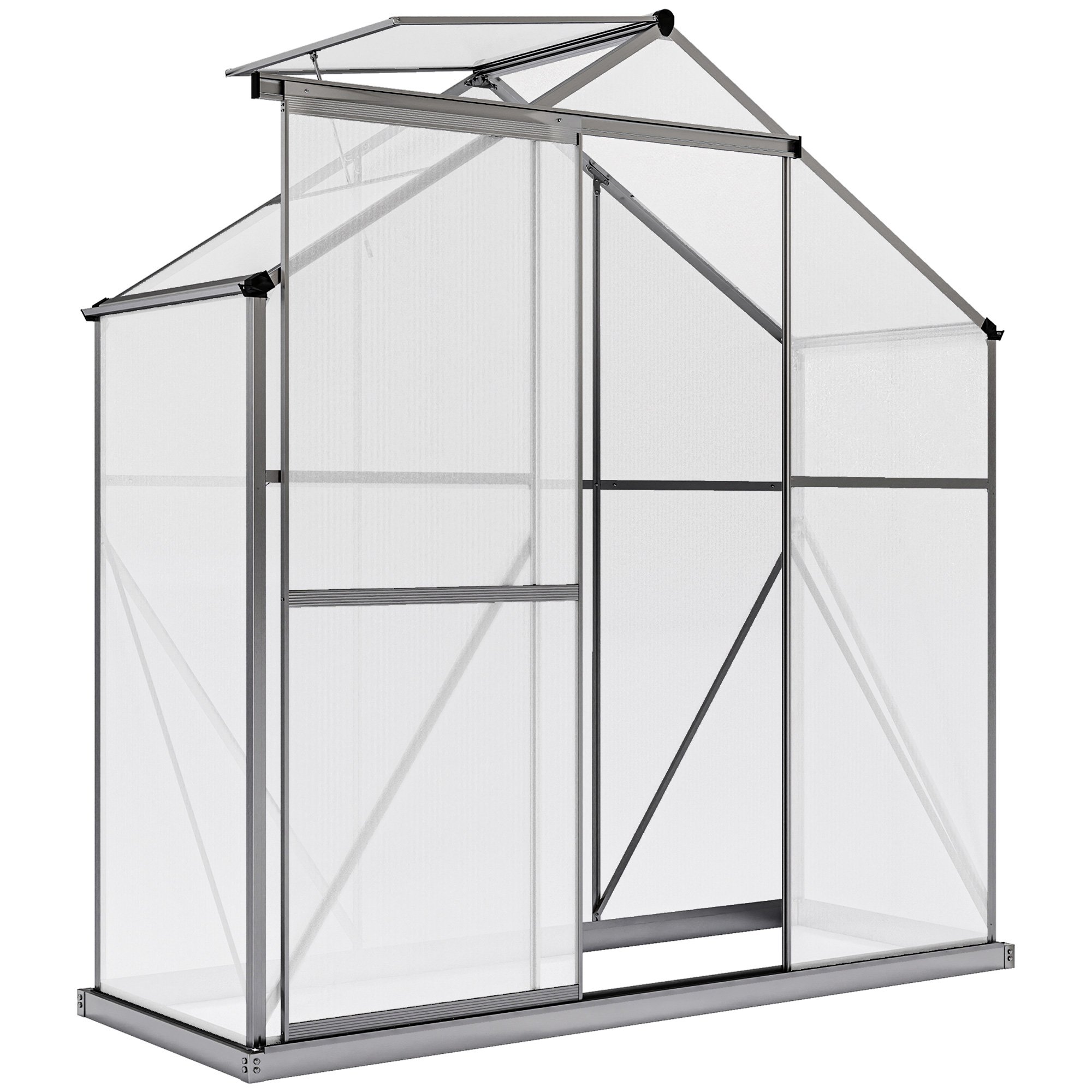 Outsunny Polycarbonate Aluminium Greenhouse – Dark Grey