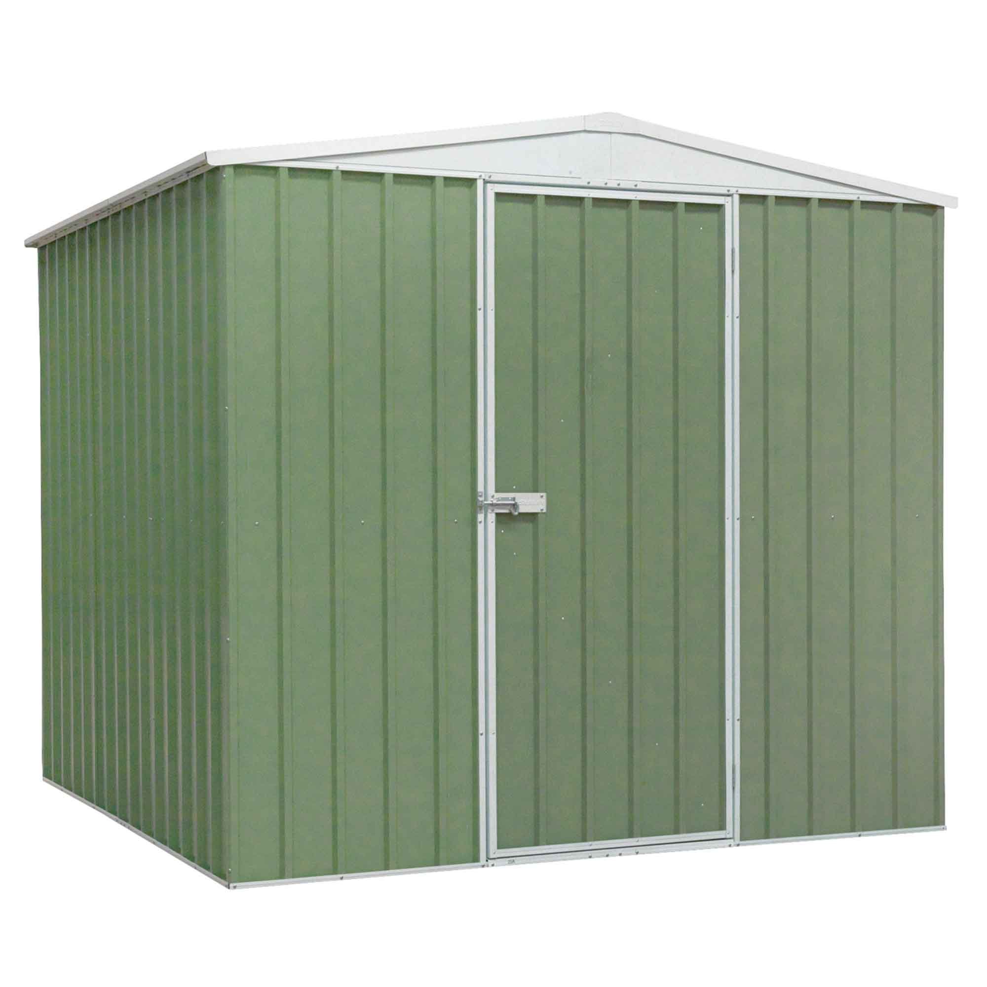 Dellonda Galvanised Steel Apex Roof Garden Storage Shed - 7.5ft x 7.5ft - Green