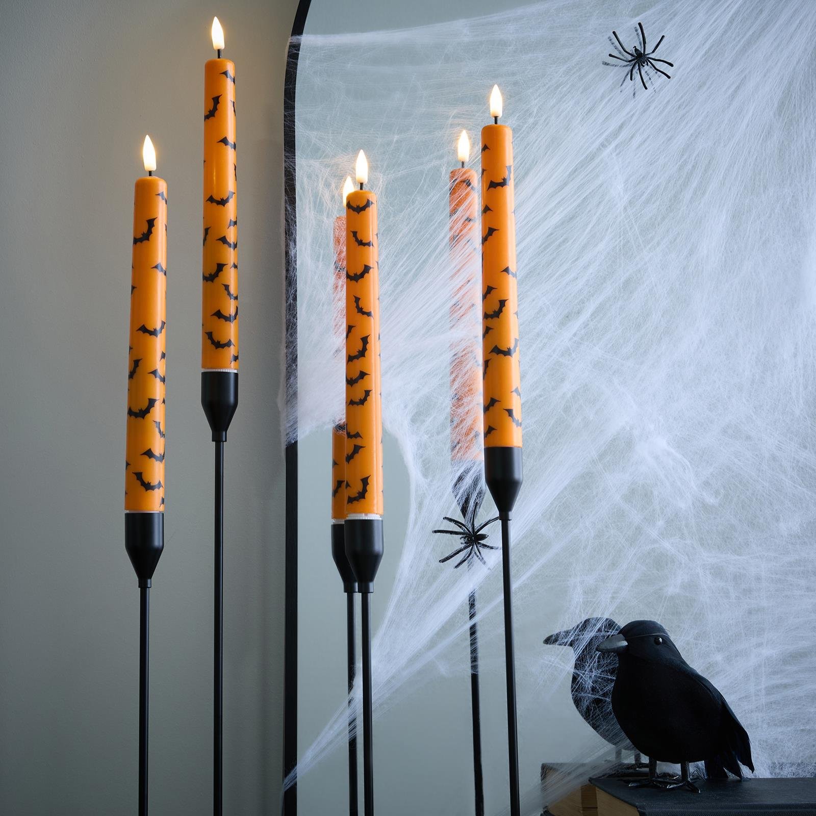 OHS 4 Pack LED Bat Dinner Candles - Orange Black