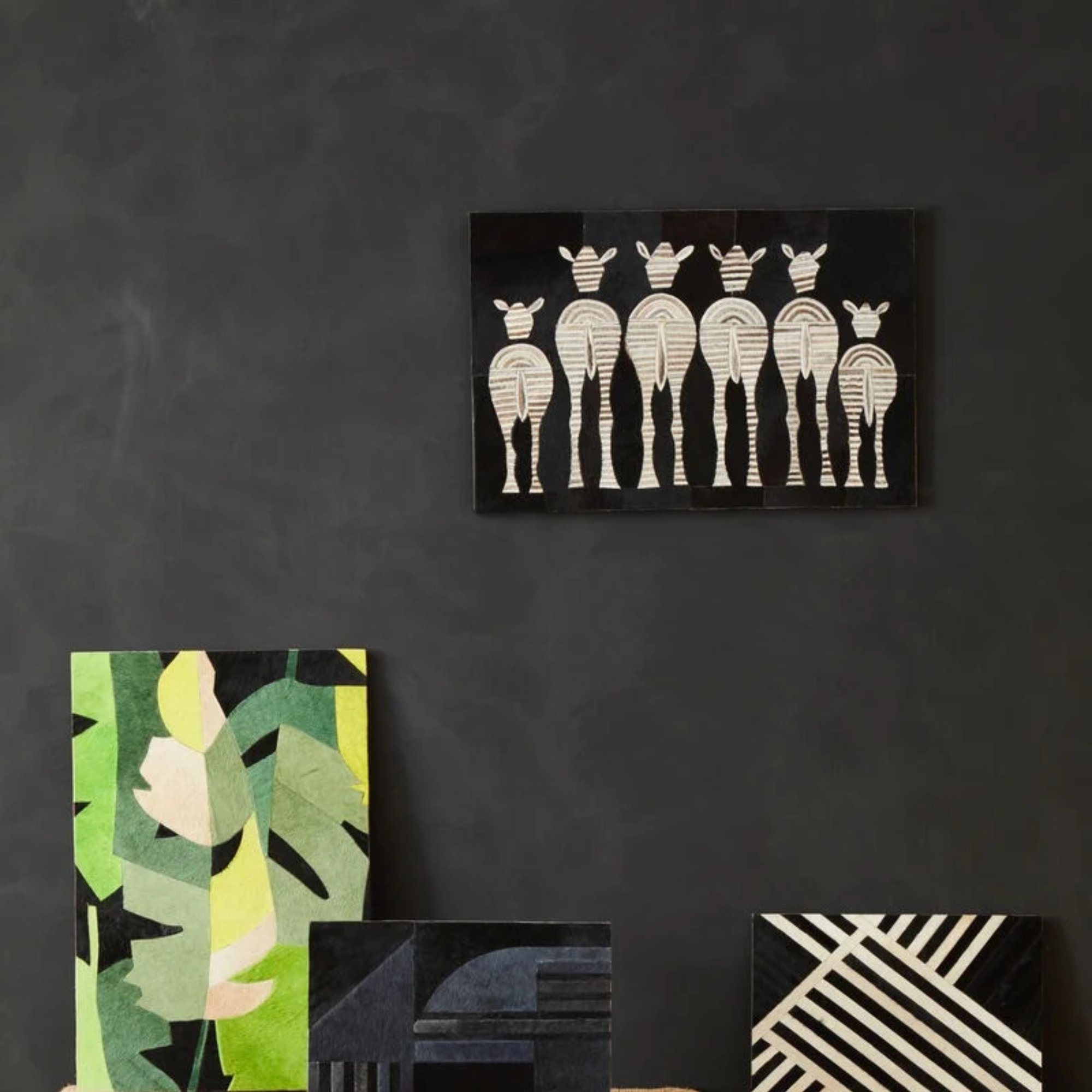 Orsina Safira Leather Patchwork Zebra Wall Art