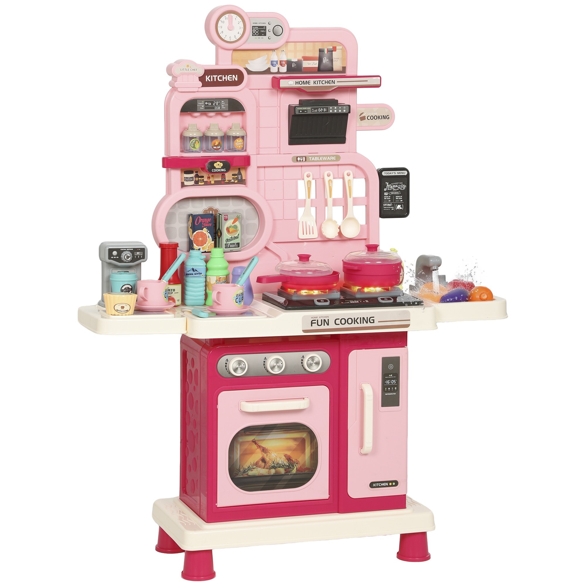 AIYAPLAY 3-6 Years 33 Piece Lights and Sounds Play Kitchen – Pink