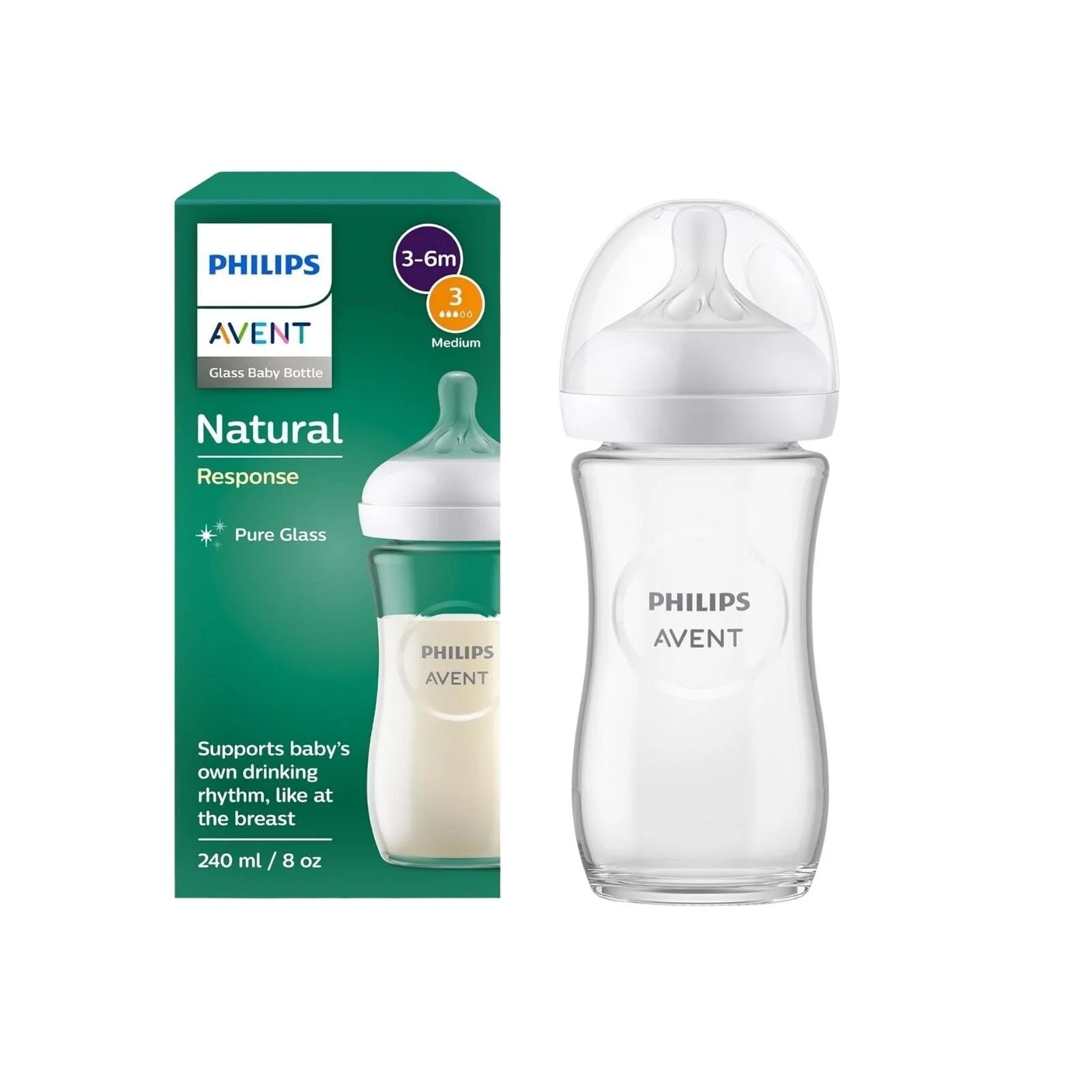 Philips Avent Natural Response Glass Bottle - 240ml