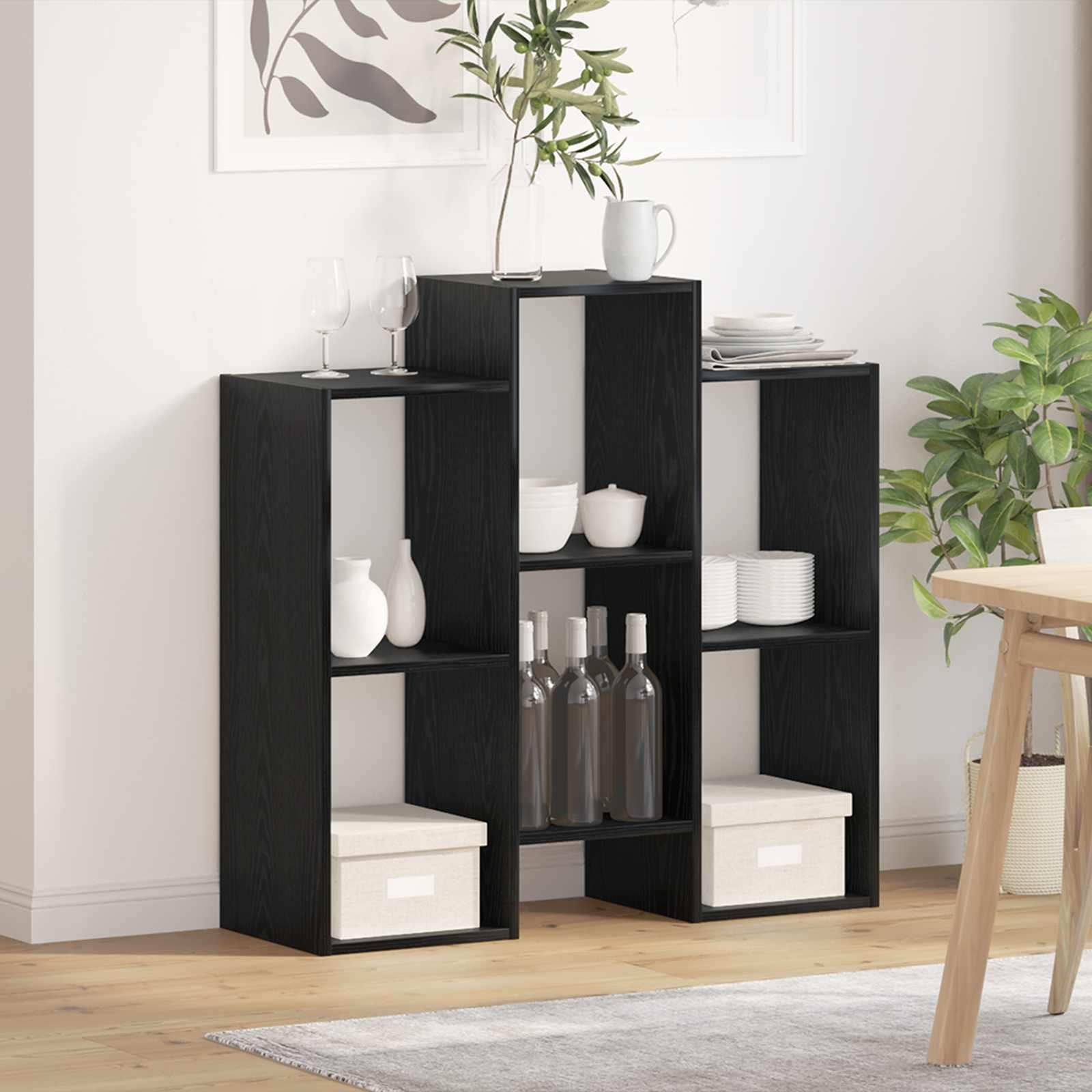 Walplus 3 Shelf Sideboard - Black Oak - 90 x 30 x 90 cm