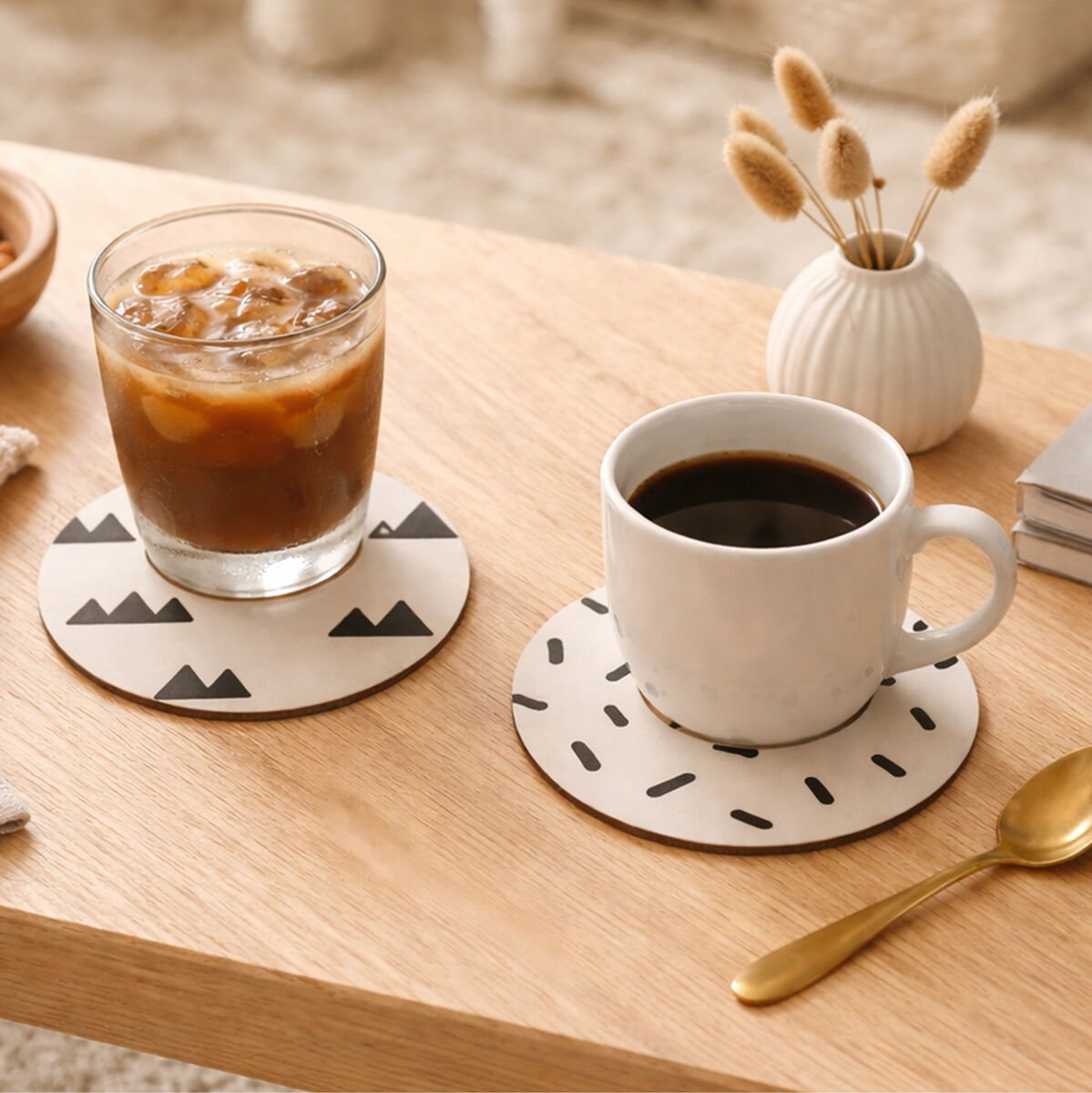Orsina Set Of 4 Mimo Coasters - Black and White