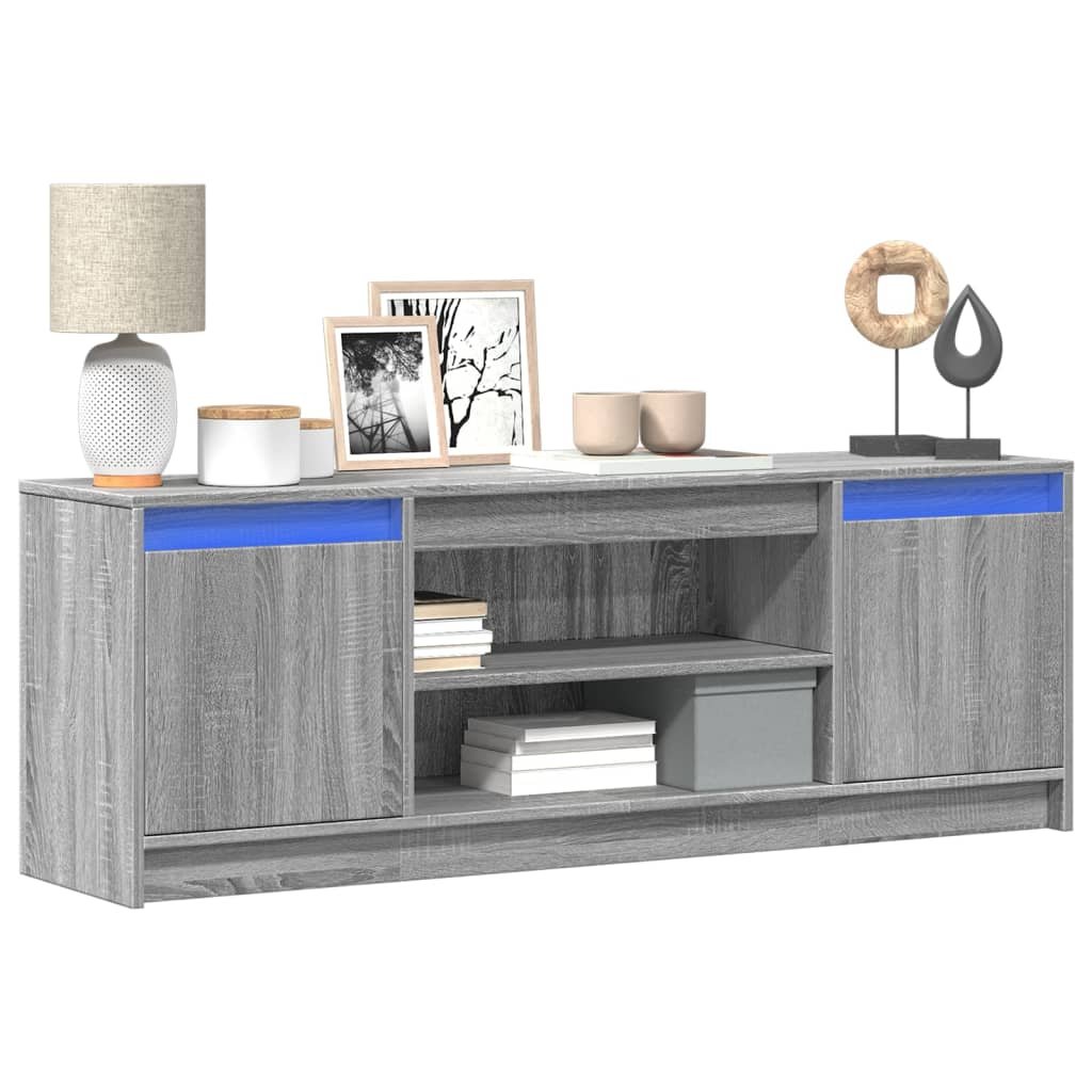 Walplus LED Engineered Wood TV Cabinet - Grey and Oak - 139.5 x 34 x 50 cm