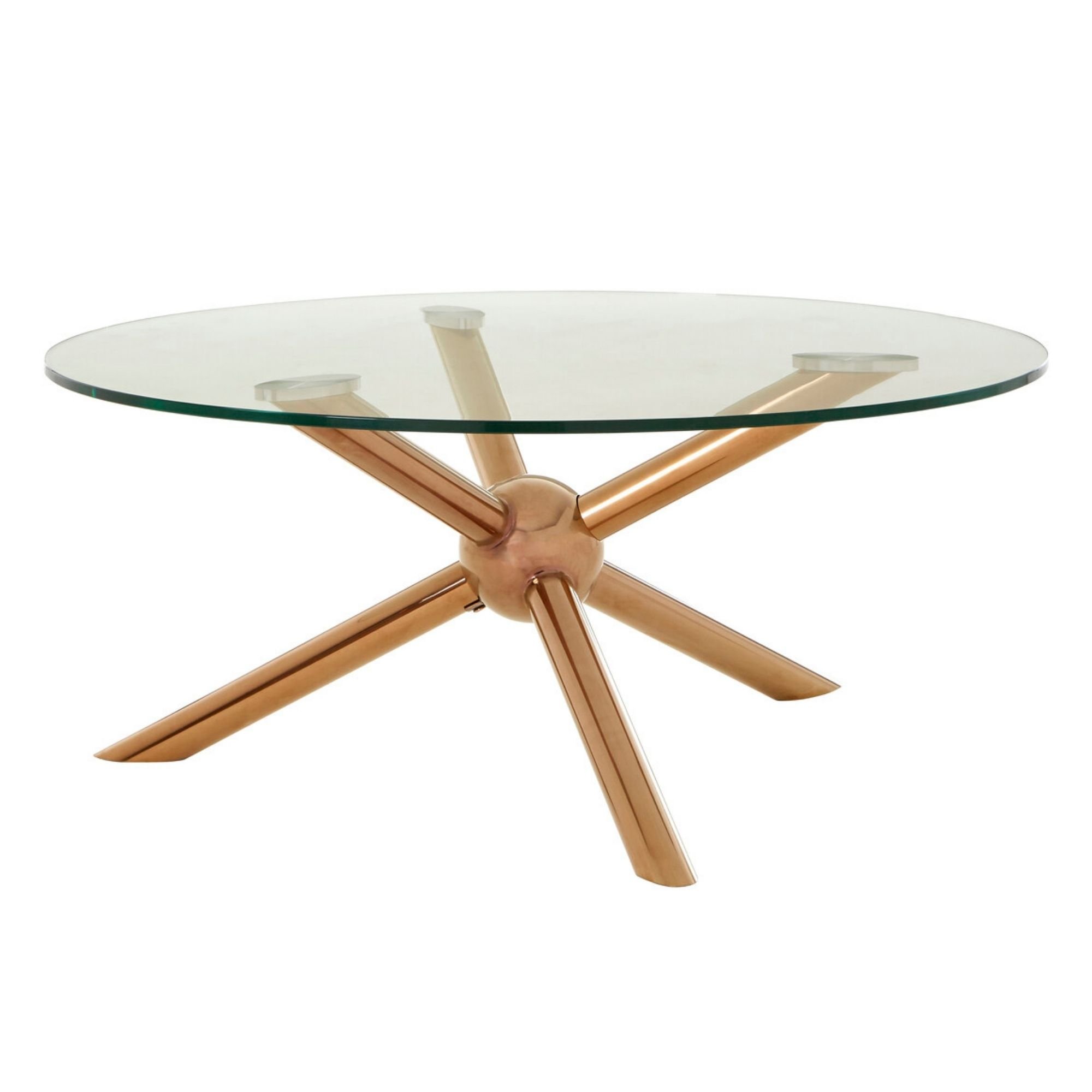 Orsina Novo Round Glass Coffee Table - Rose Gold