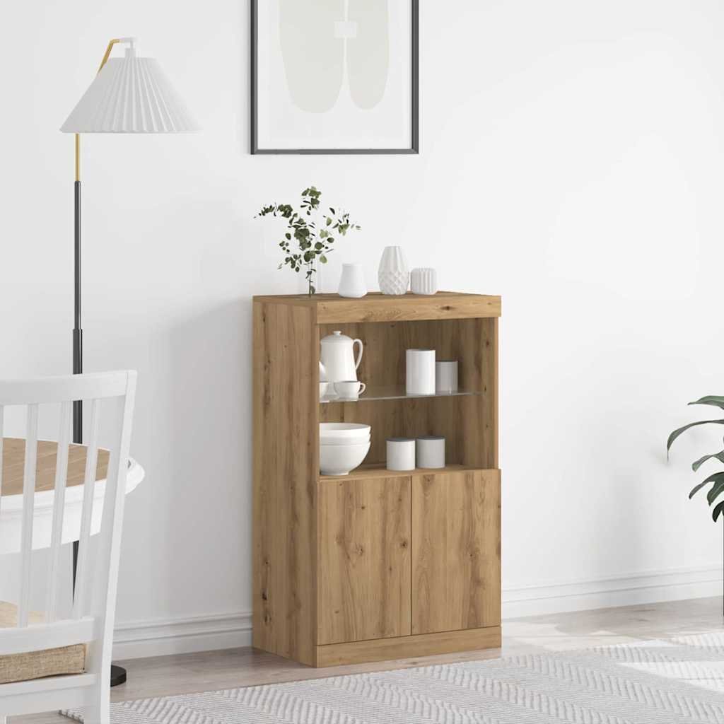 Walplus LED Engineered Wood Sideboard - Brown - 60 x 37 x 100 cm