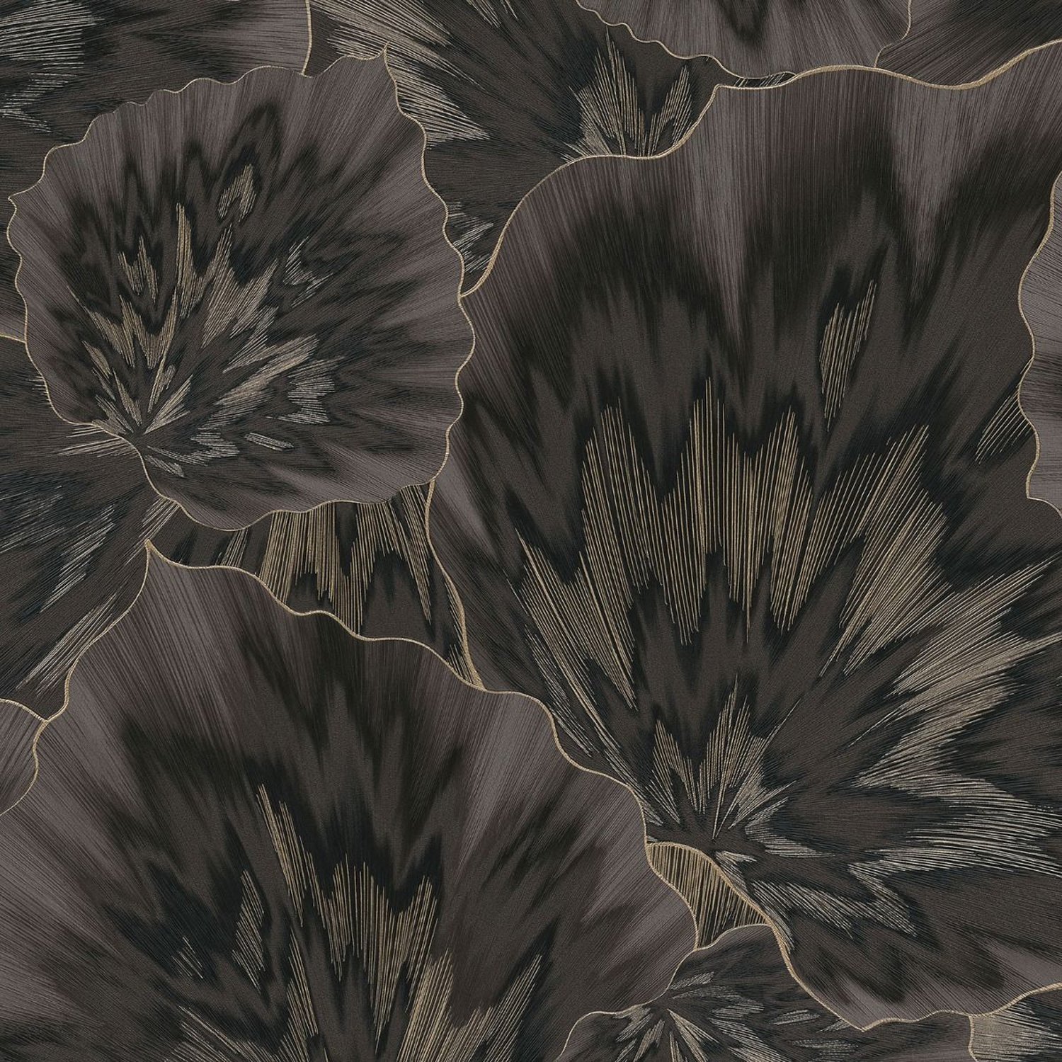 Erismann Bliss Floral Vinyl Textured Wallpaper - Black & Gold
