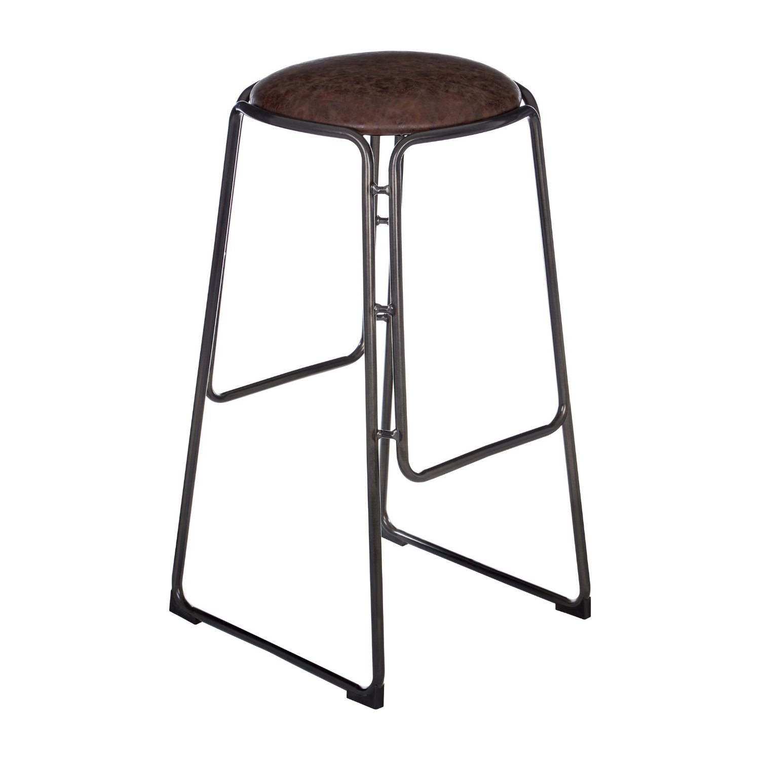 Orsina Dalston Faux Leather Bar Stool – Mocha & Gunmetal