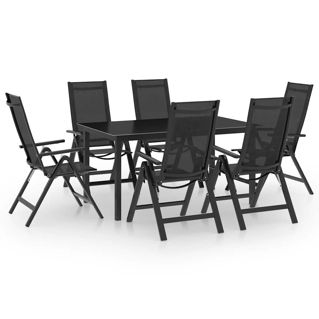 Walplus 7 Piece Aluminium Garden Dining Set - Anthracite - 150 x 90 x 74 cm