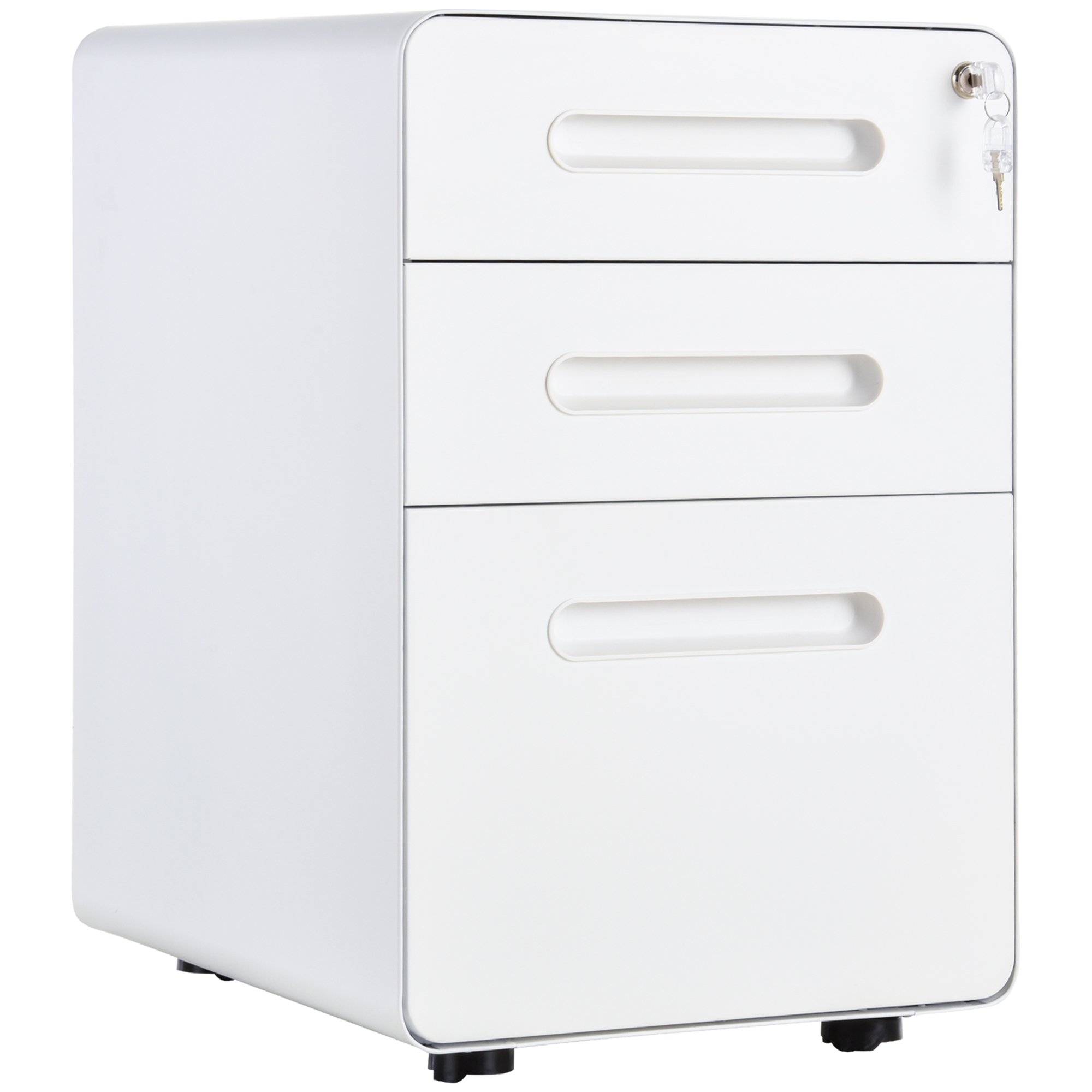 Vinsetto 3 Drawers Lockable File Cabinet - White