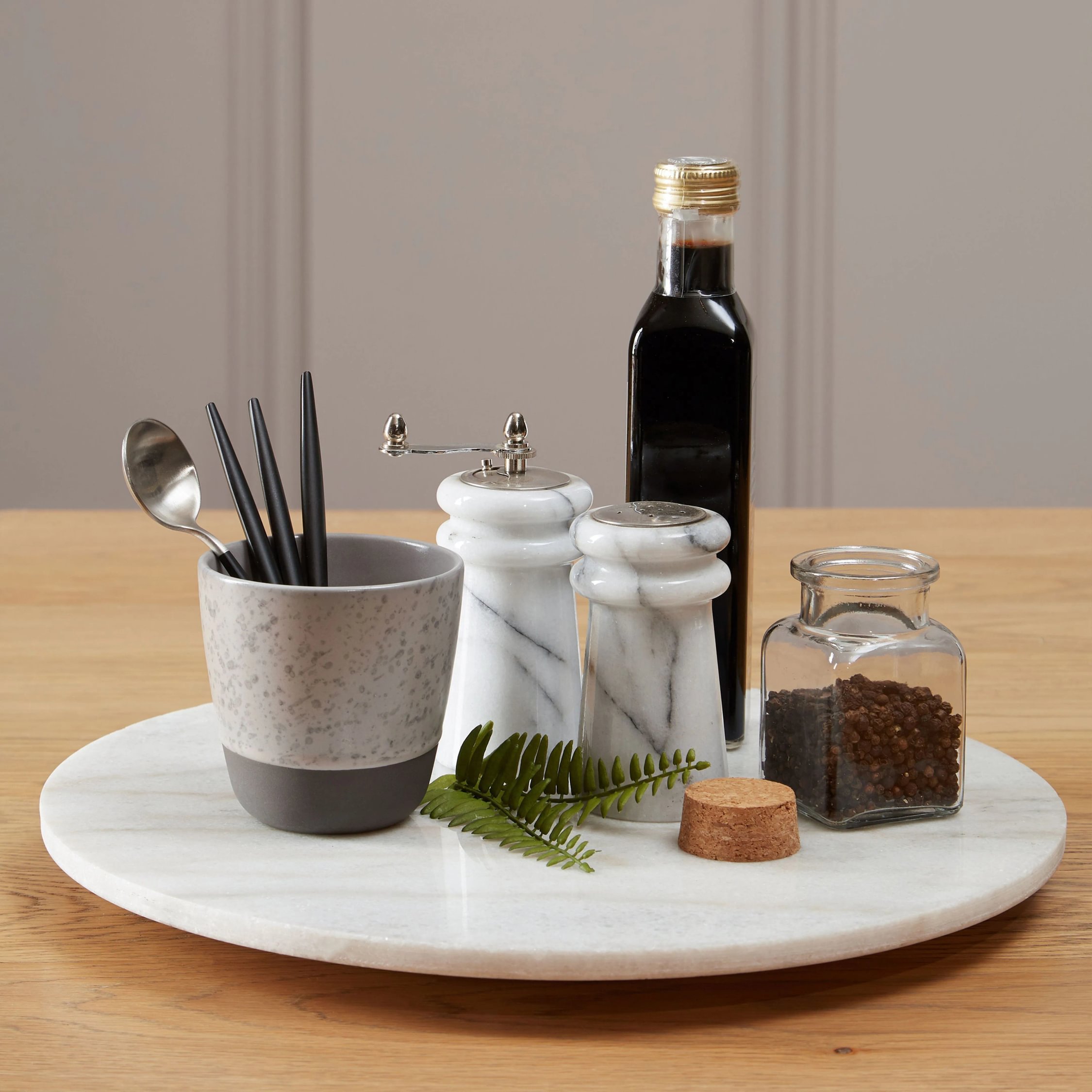 Orsina Kindia Round Marble Lazy Susan - White
