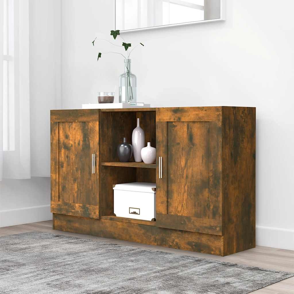 Walplus Engineered Wood Sideboard - Smoked Oak - 120 x 30.5 x 70 cm
