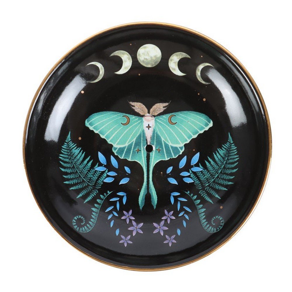 Something Different Ceramic Luna Moth Incense Holder - Black & Green