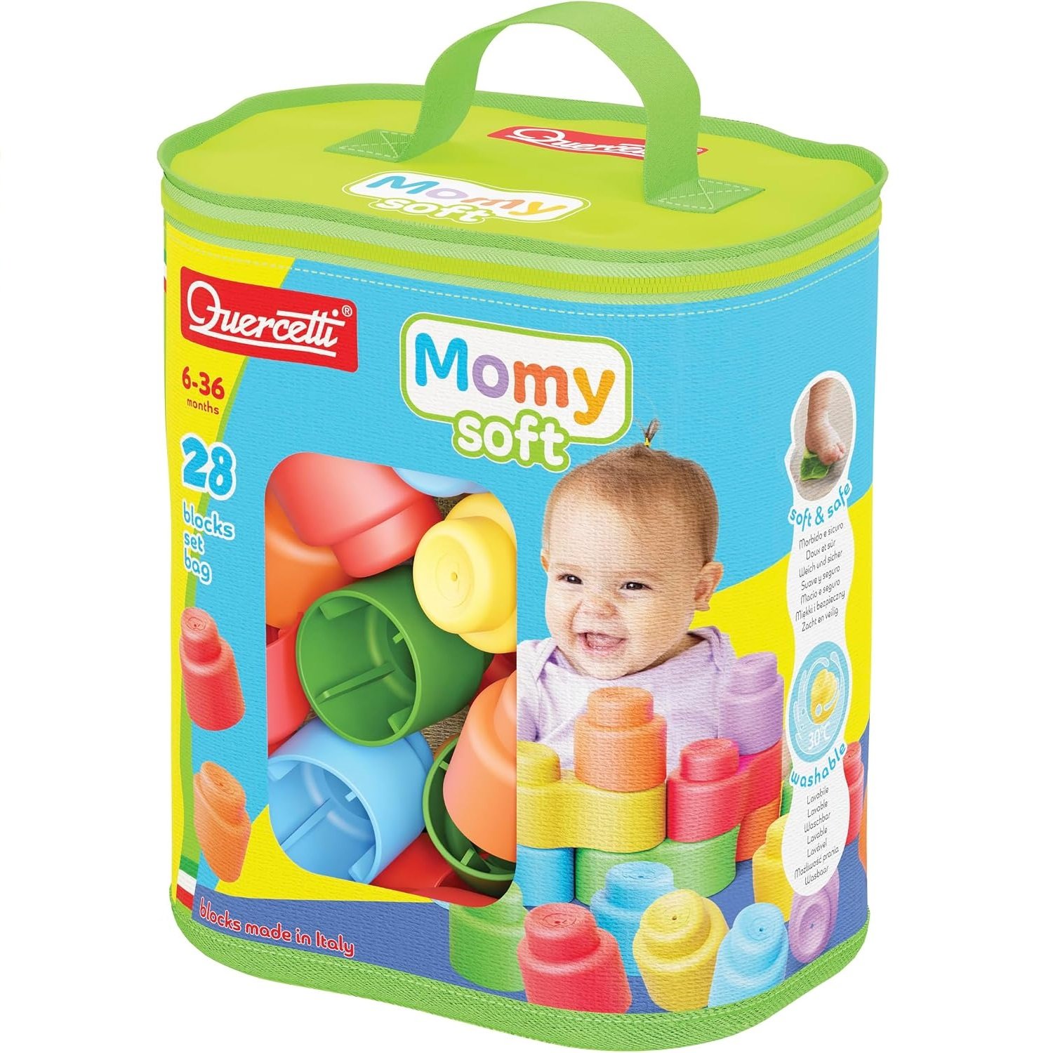 Quercetti Momy Soft 28 Blocks Set Baby Toddler Toy