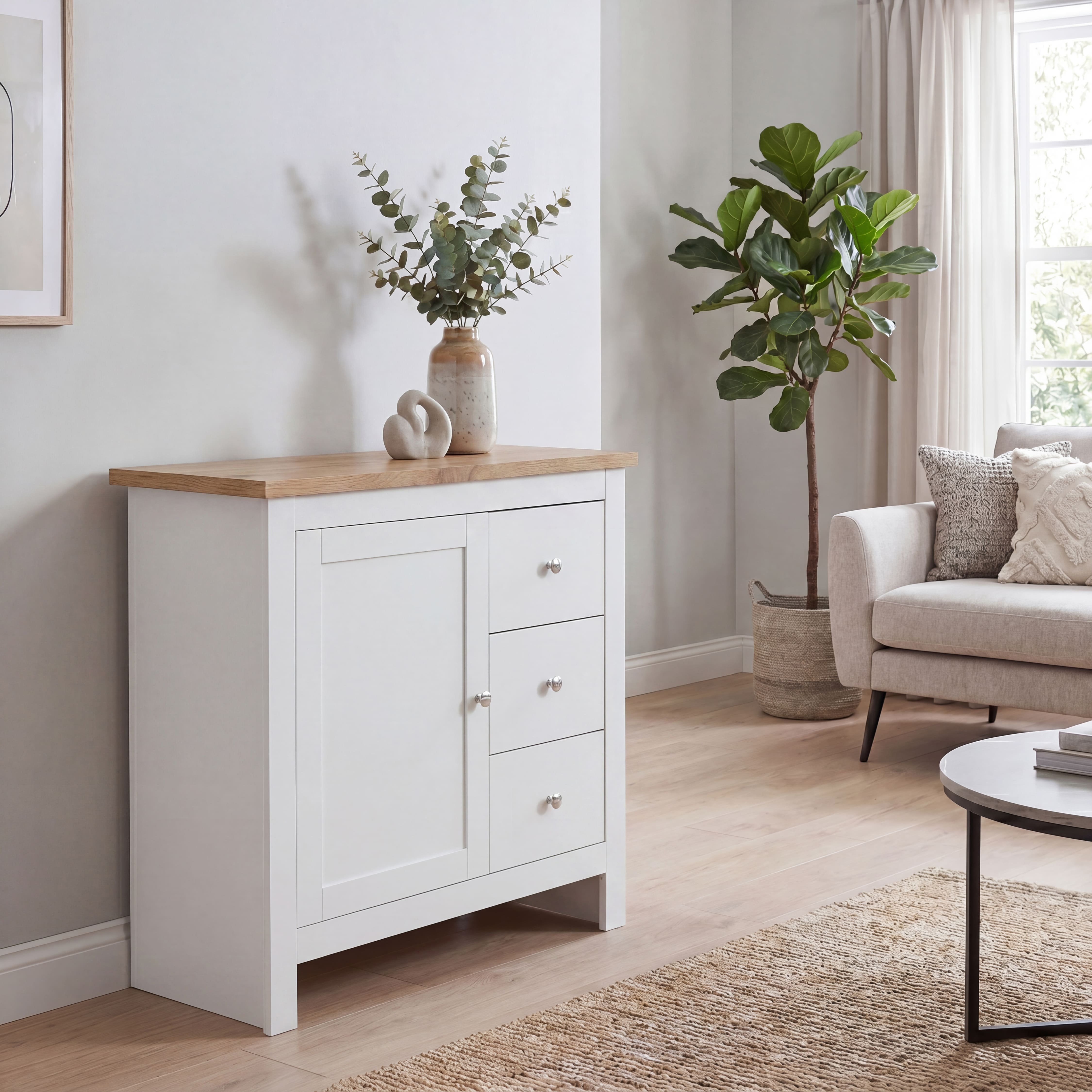 Vida Designs Arlington 3 Drawer 1 Door Sideboard - White