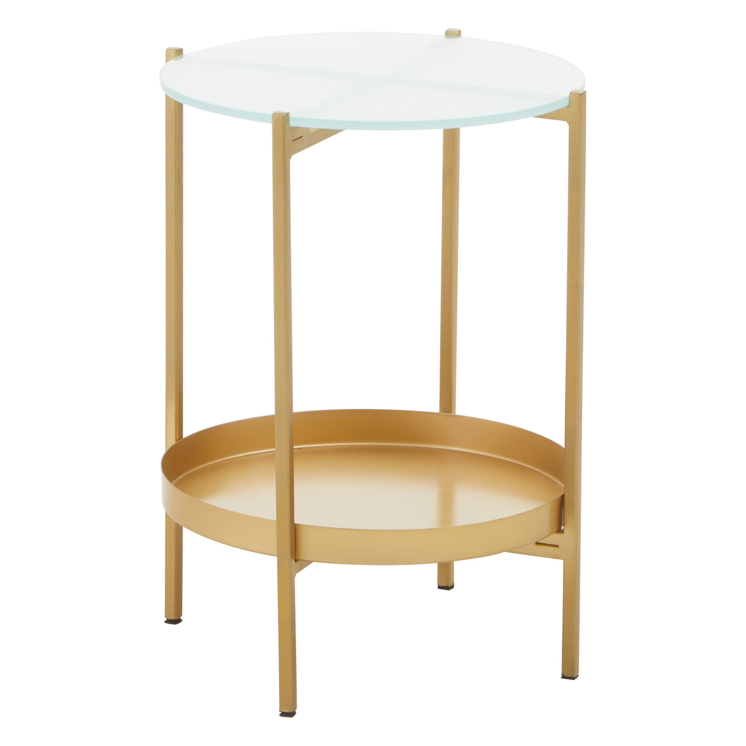 Orsina Pali Two Tier Glass and Iron Side Table – Clear & Gold
