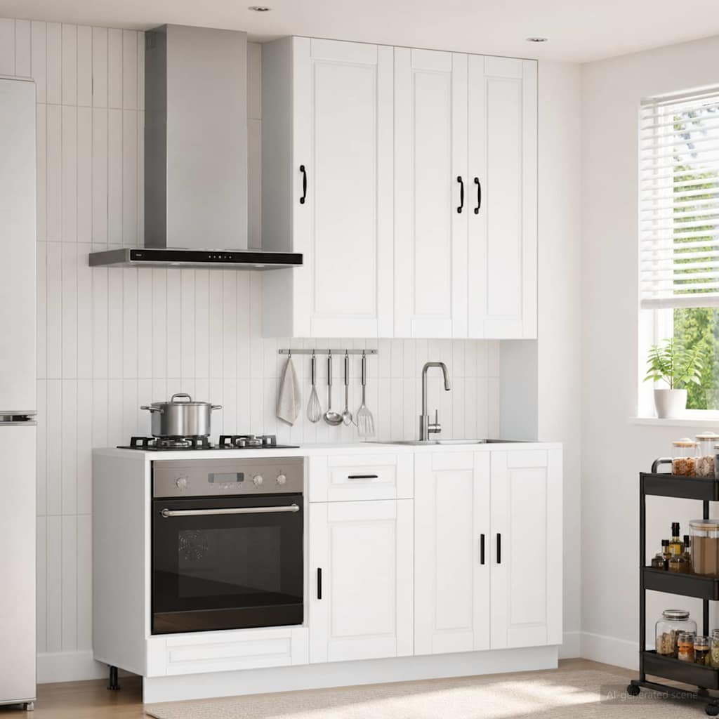 Walplus 5 Piece Engineered Wood Kitchen Unit Set - White