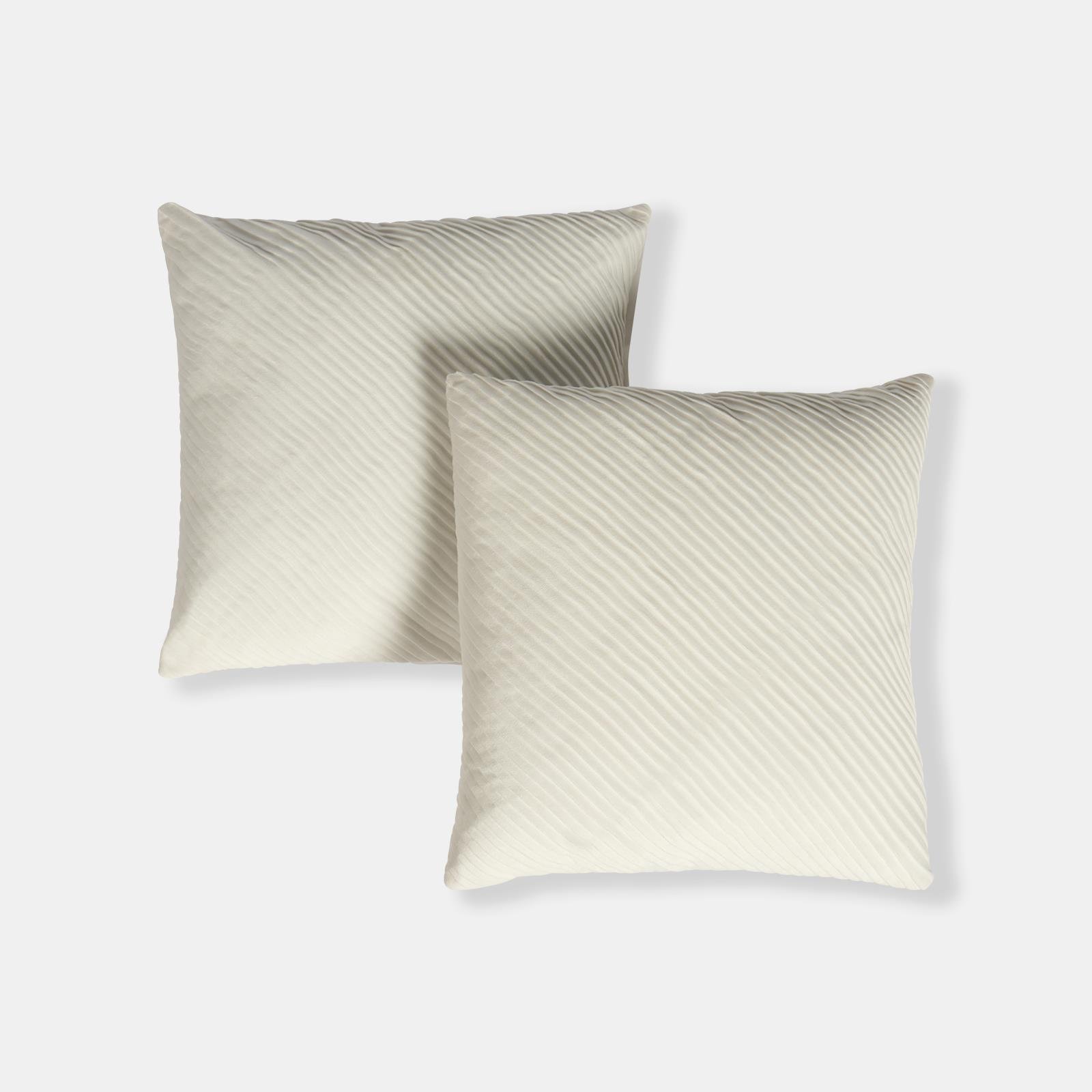 OHS 2 Pack Pleated Velvet Cushion Covers 45 x 45cm - Cream