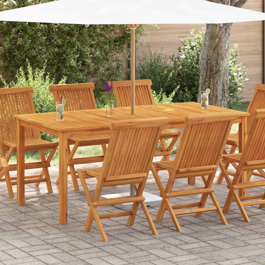 Walplus Solid Acacia Wood Garden Dining Table - Brown - 180 x 90 x 75 cm