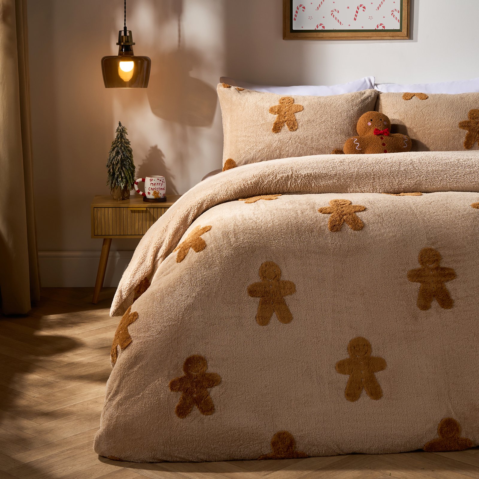 OHS Tufted Gingerbread Man Duvet Cover Set Natural - King