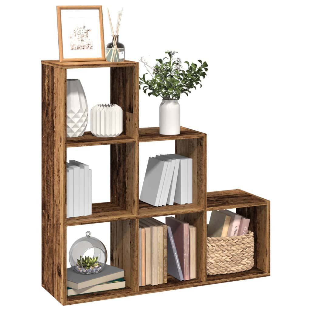 Walplus 3 Tier Engineered Wood Book Cabinet - Dark Wood - 99 x 29 x 99 cm