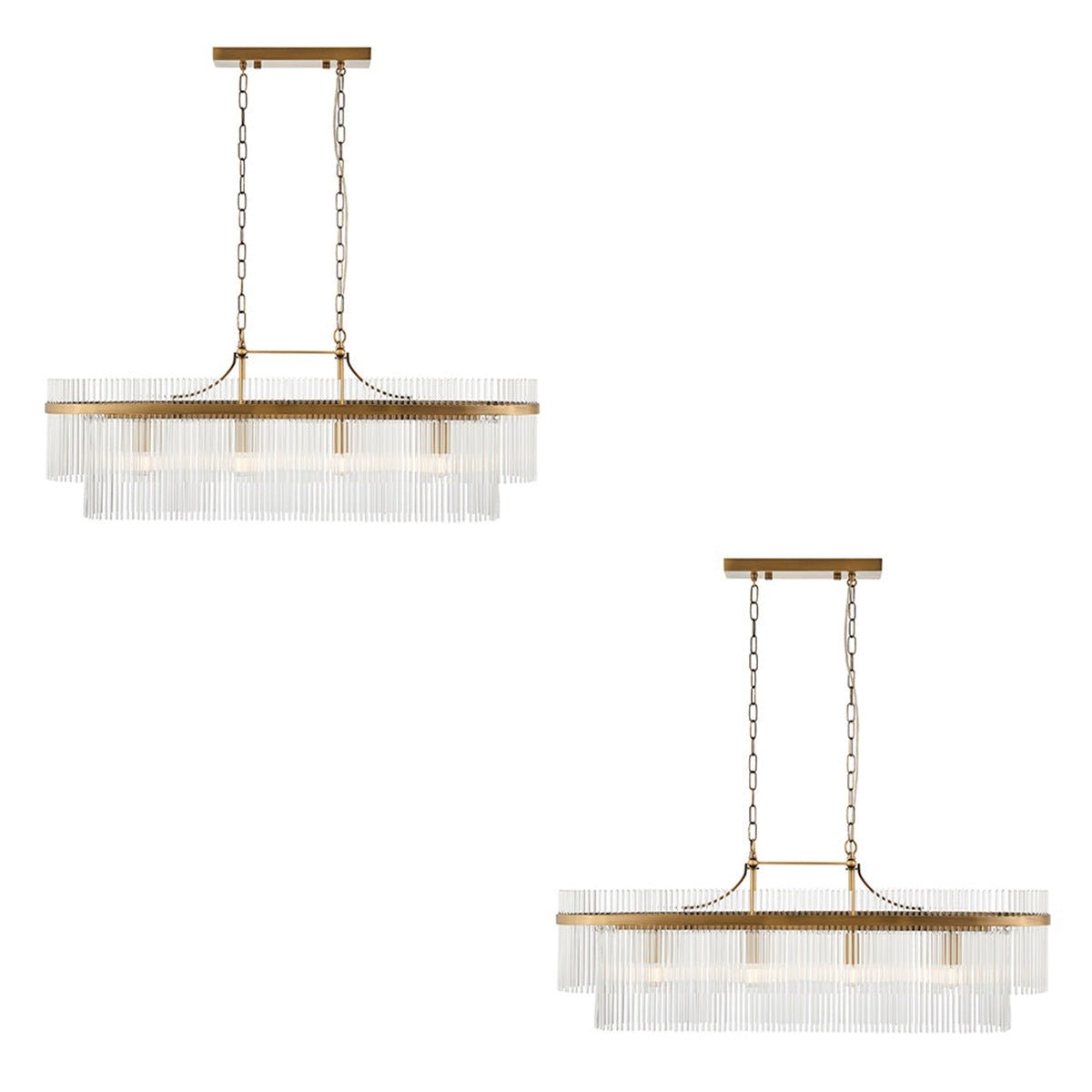 Loops Direct Set of 2 100cm Long 4-Light Pendant - Antique Brass