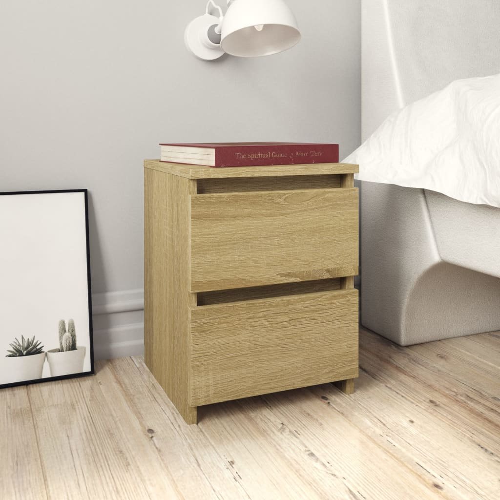 Walplus Engineered Wood Bedside Cabinet - Light Oak - 30 x 30 x 40 cm