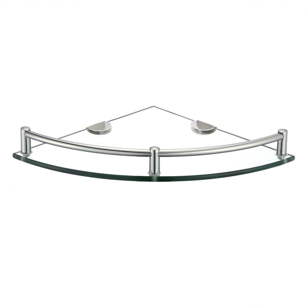 Living and Home 1 Tier Wall Mounted Glass Corner Shower Caddy - 20cm