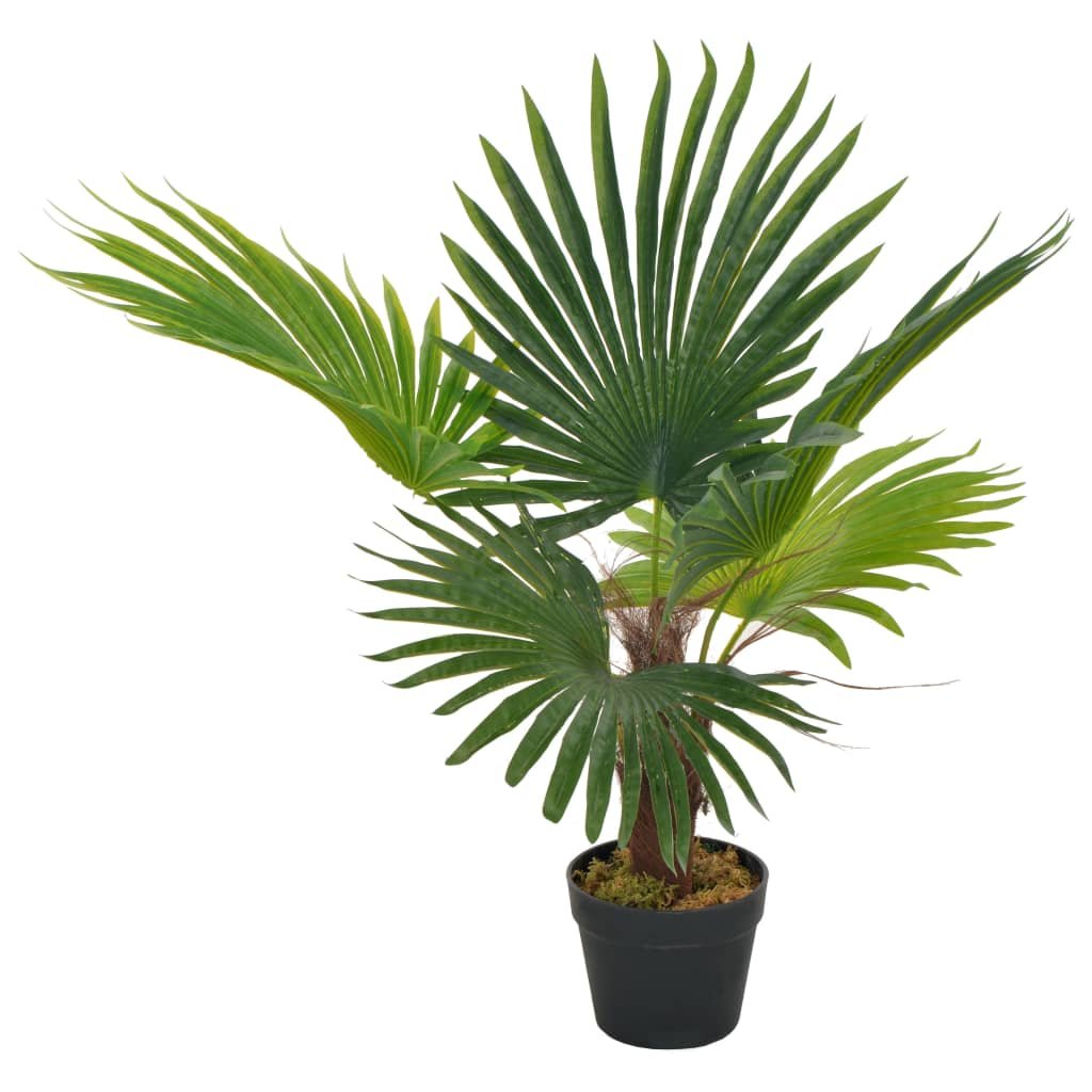 Walplus Artificial Plant Palm with Pot - Green and Brown - 70 cm