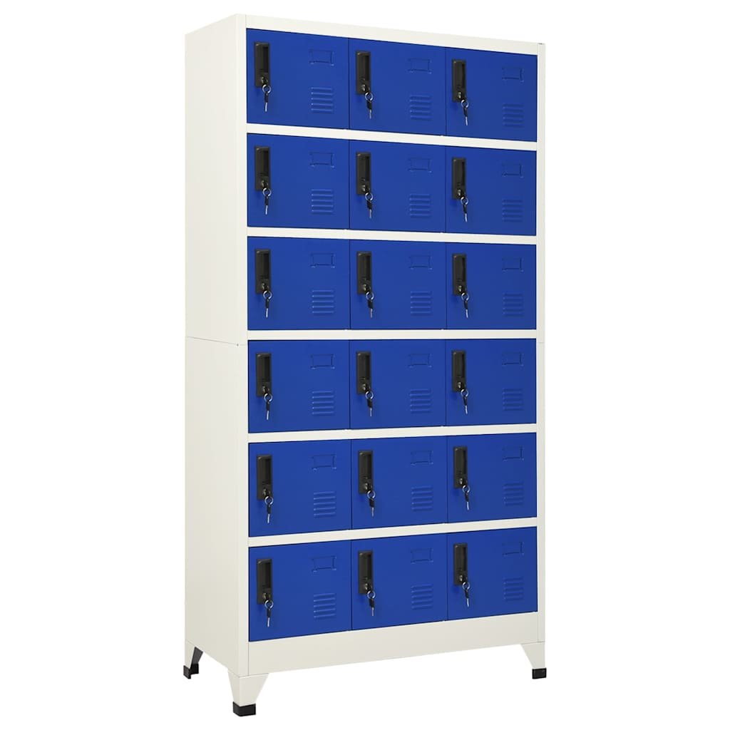 Walplus Steel 18 Door Locker Cabinet - Grey and Blue - 90 x 40 x 180 cm
