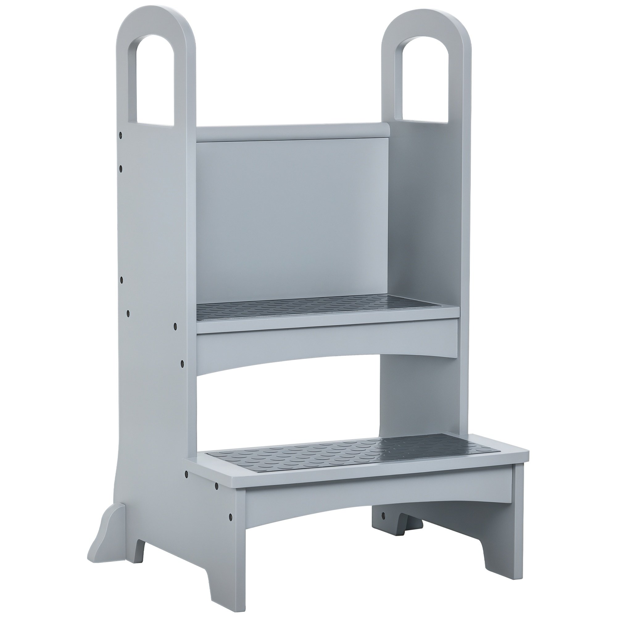 HOMCOM 3 to 8 Years Wooden Non-Slip Kids Step Stool – Grey
