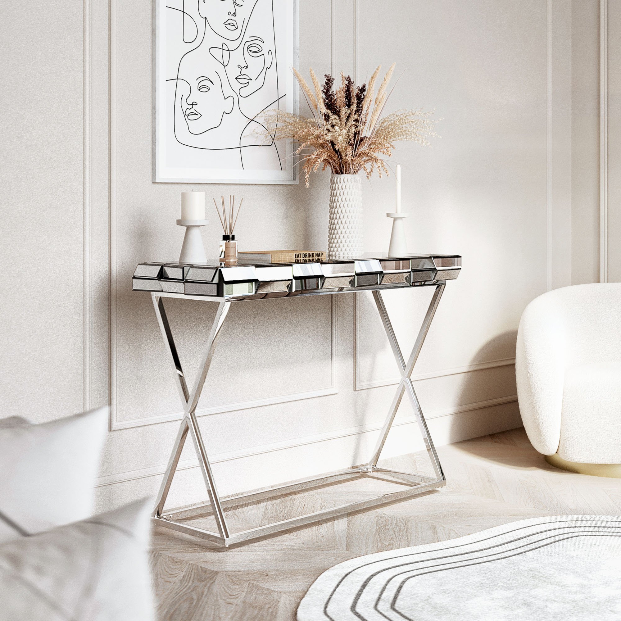 CARME Home Knightsbridge Console Table - Grey/Silver