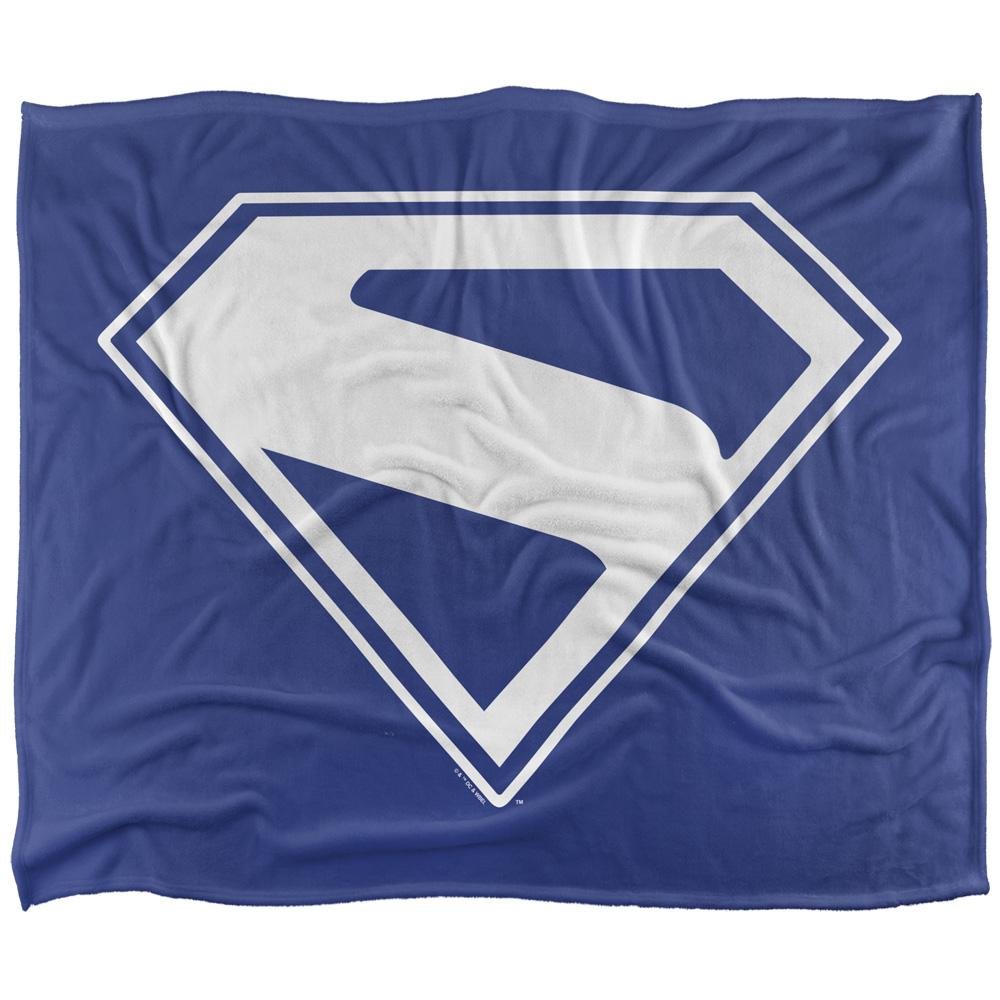 Superman Silky Logo Supersoft Blue & White Blanket - 91cm x 147cm