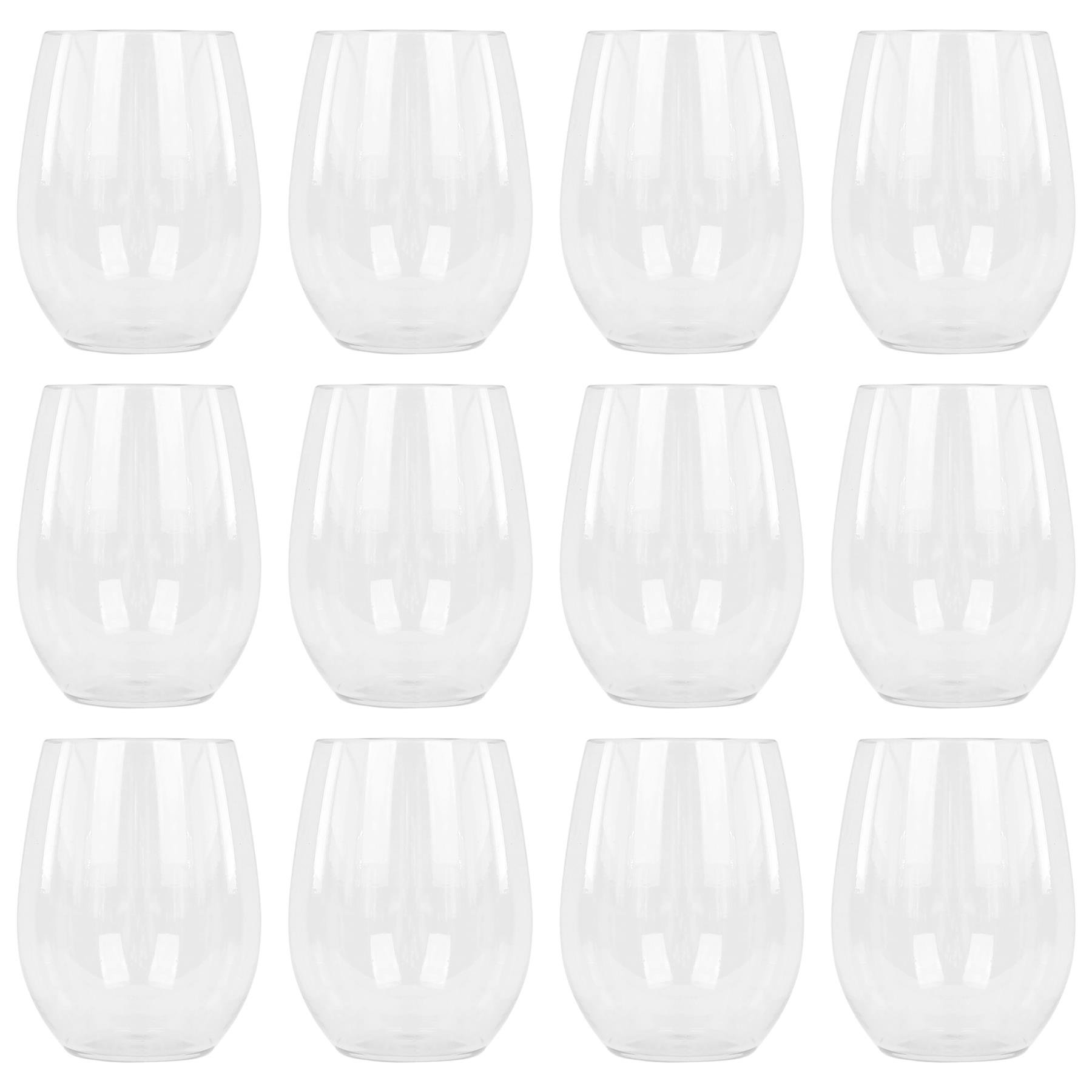 Argon Tableware Reusable Plastic Stemless Wine Glasses - 300ml - Pack of 12